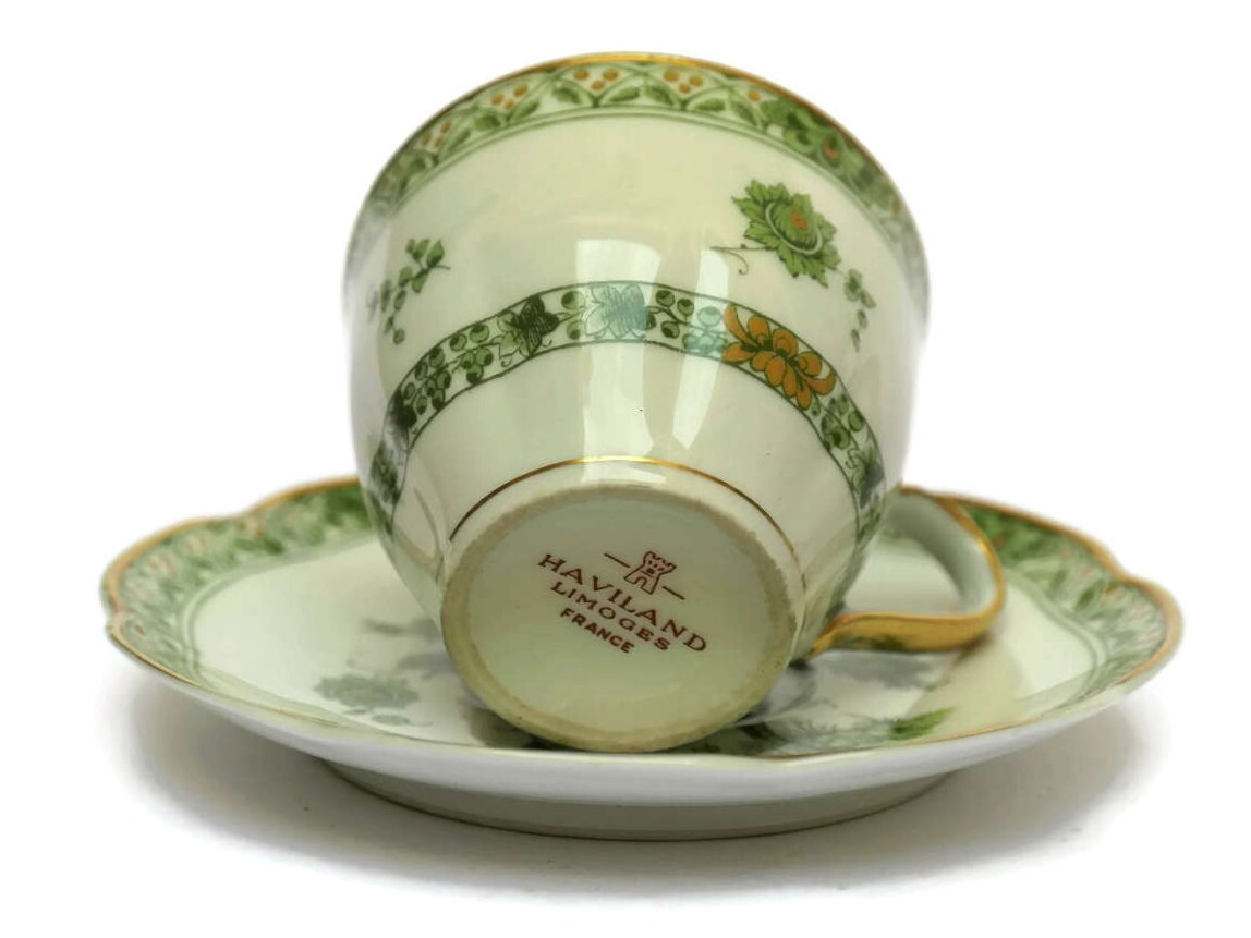 Haviland Limoges Porcelain French Demitasse Cups and Saucers in