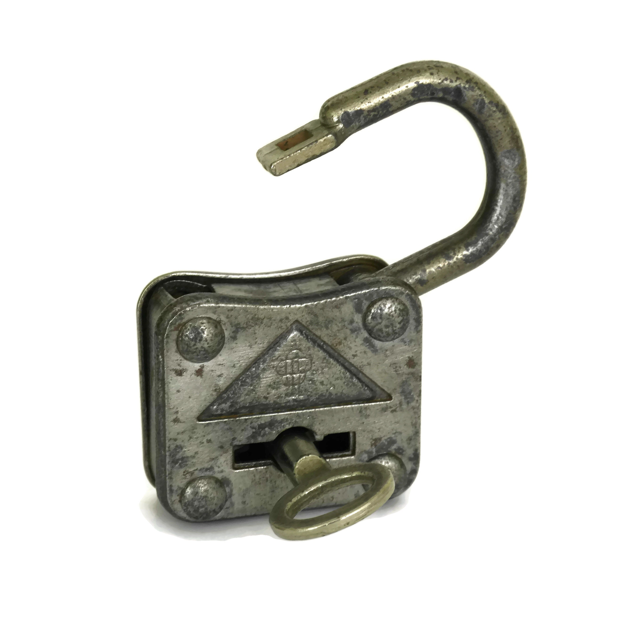 French Antique Lock and Key, Set of 3 Old Padlocks