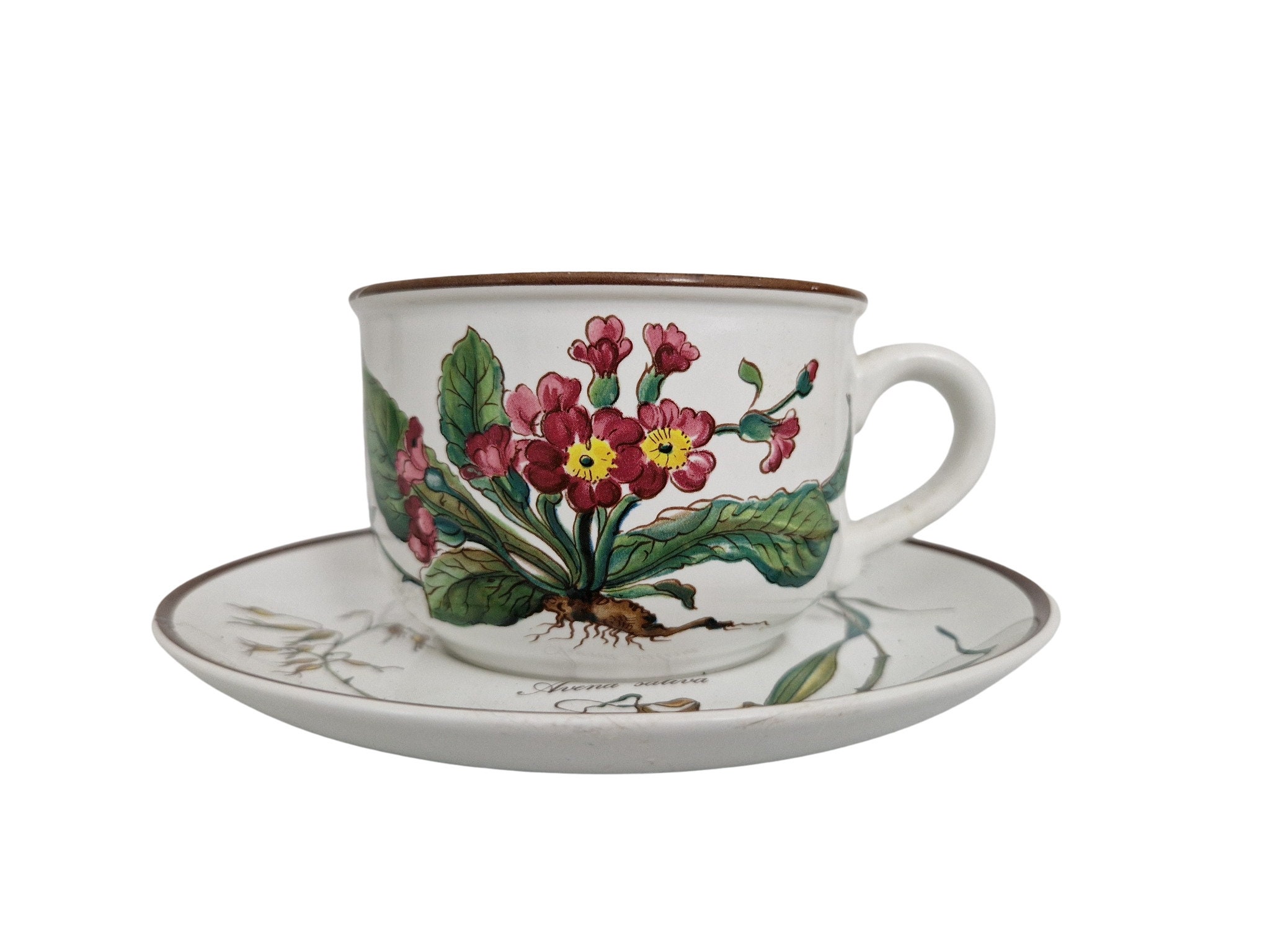 Villeroy & Boch Botanica Tea Cup and Saucer Set with Primula Farinosa
