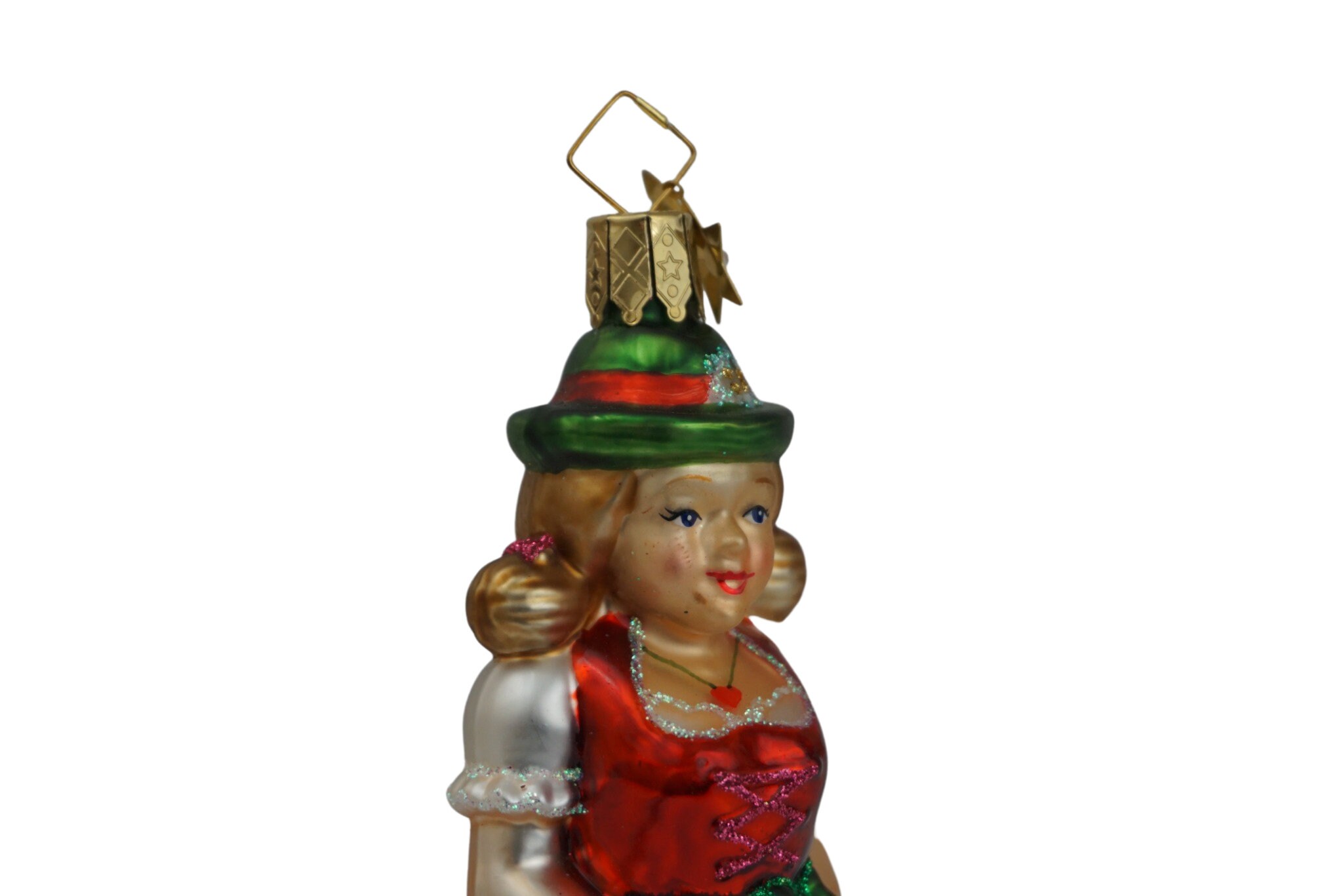 Reserved for Vali. Vintage German Girl Figurine Glass Christmas Tree