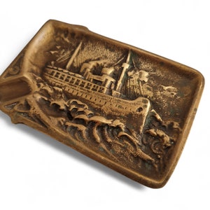 Brass Ashtray with Ocean Steam Liner