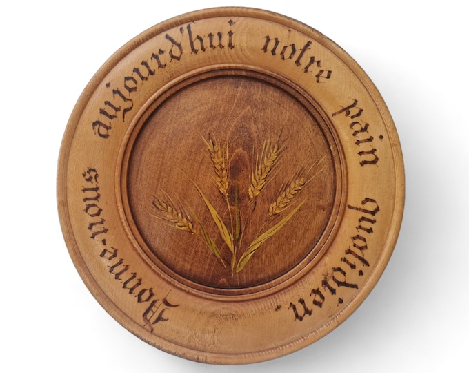 Give Us Our Daily Bread Wood Plate, French Vintage Cutting Board, Christian Home Decor
