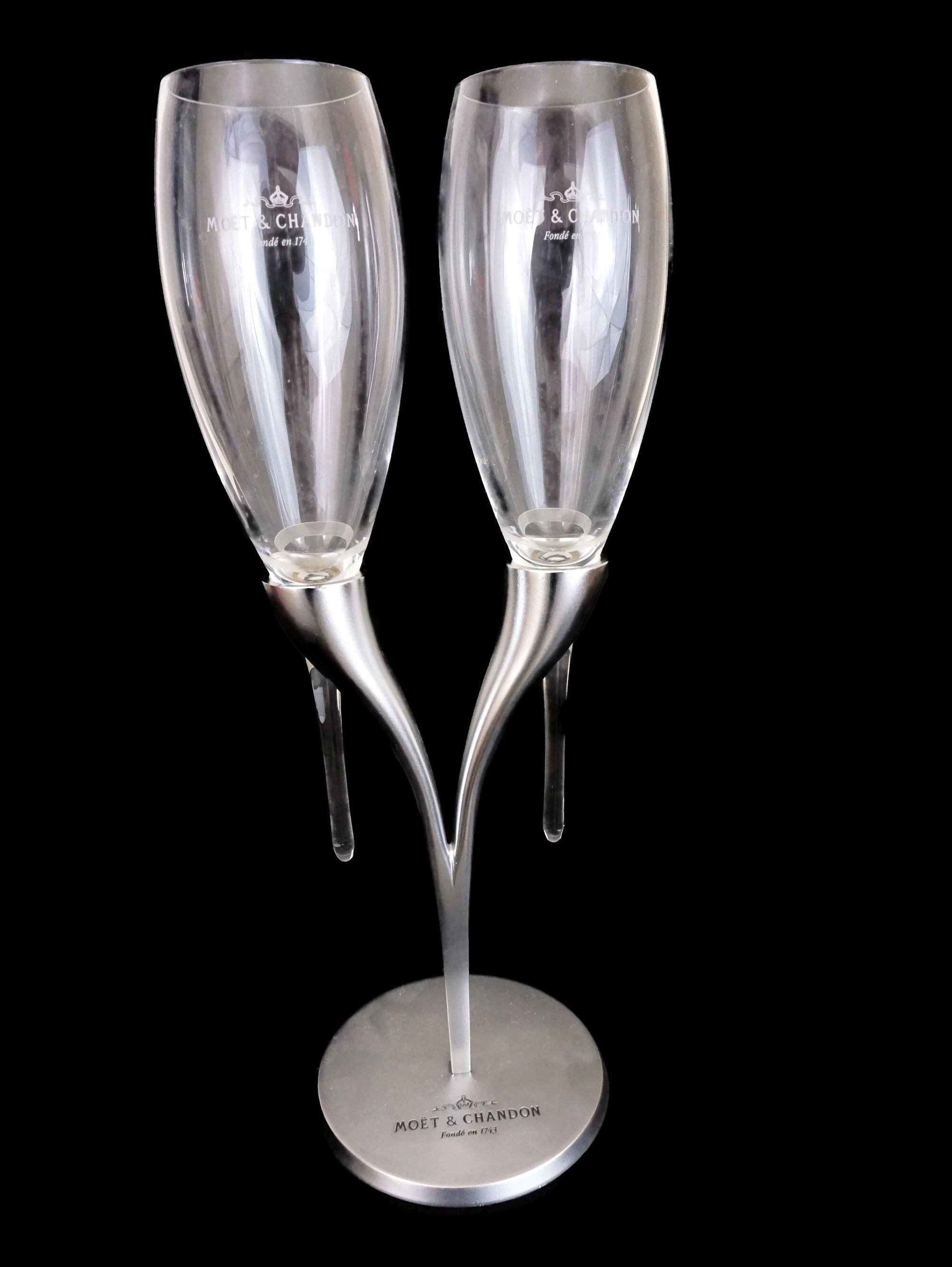 Moet & Chandon Champagne Flute Glasses and Stand, Philippe Di Meo Reso
