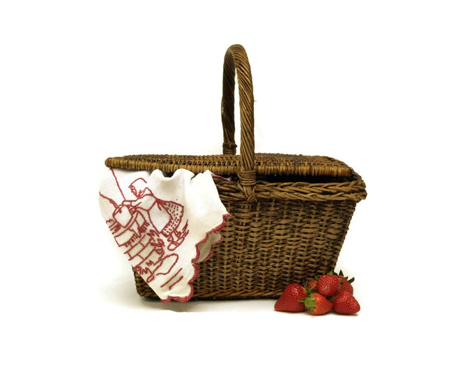 French Picnic Basket. Antique Basket. Rustic French Decor. Etsy