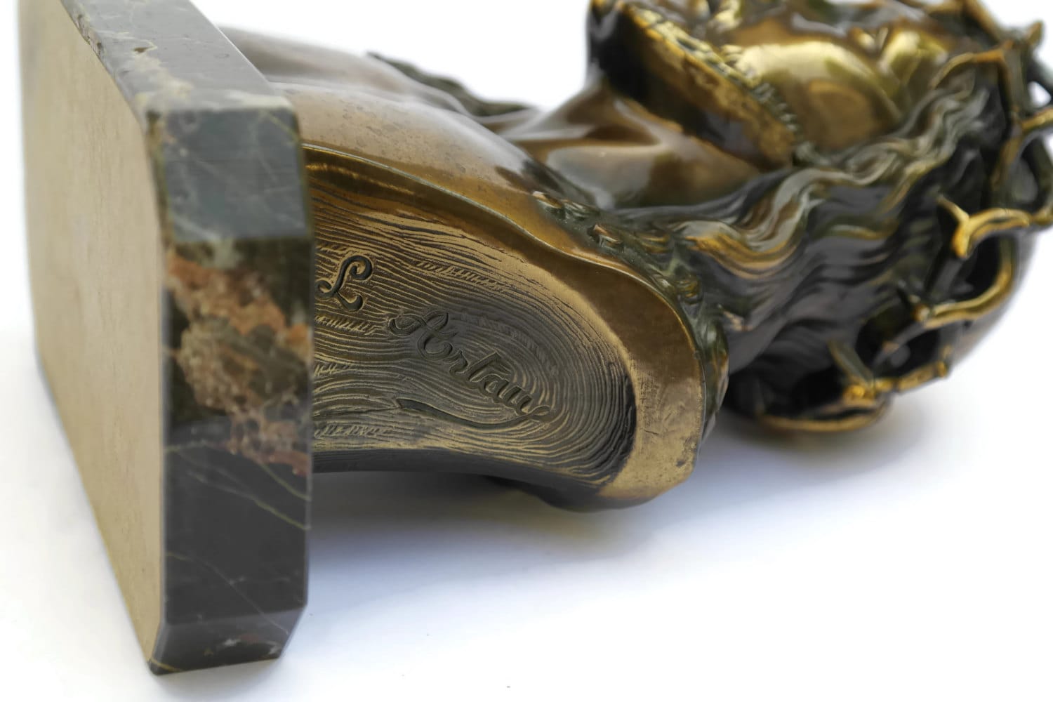 Jesus Christ Portrait Bust on Marble Base, French Vintage Religious