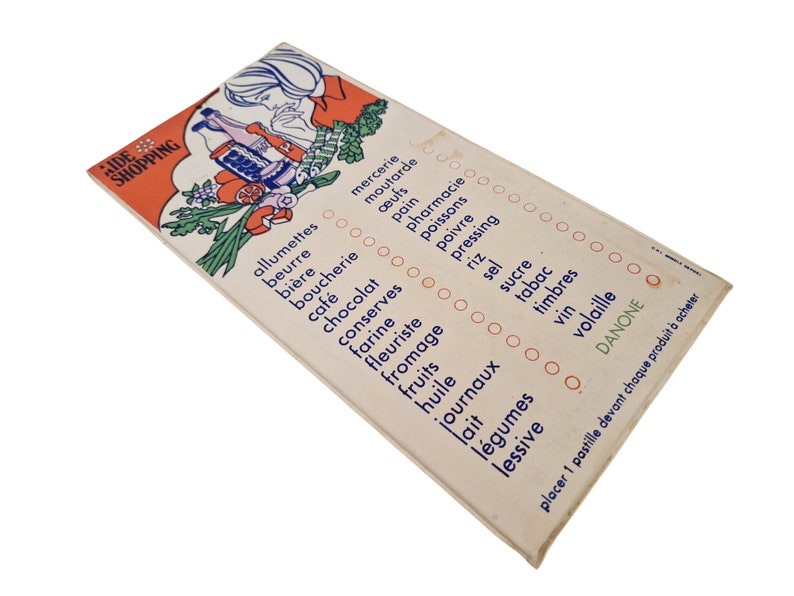 1970s French Kitchen Shopping List Reminder Board, Retro Vintage Wall Hanging Memo Plaque image 3