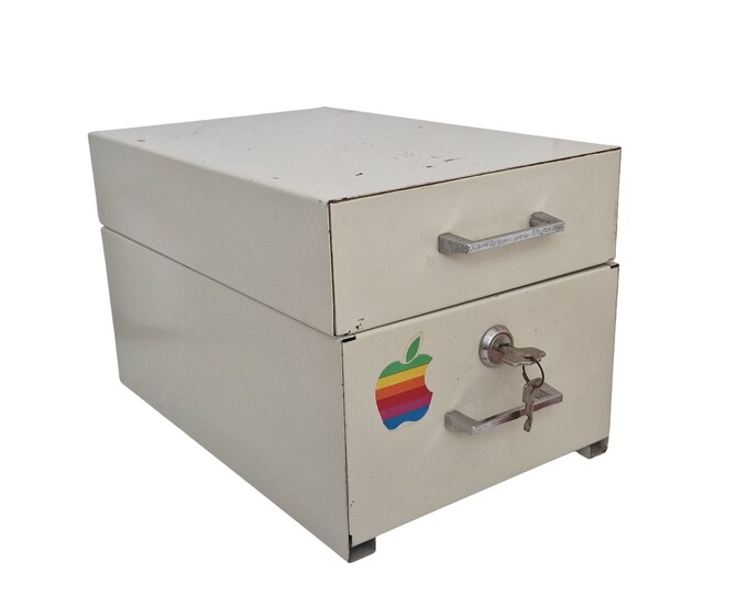 1980s Apple Computer Desk Storage Box, Document Holder Safe, Gift for Geek