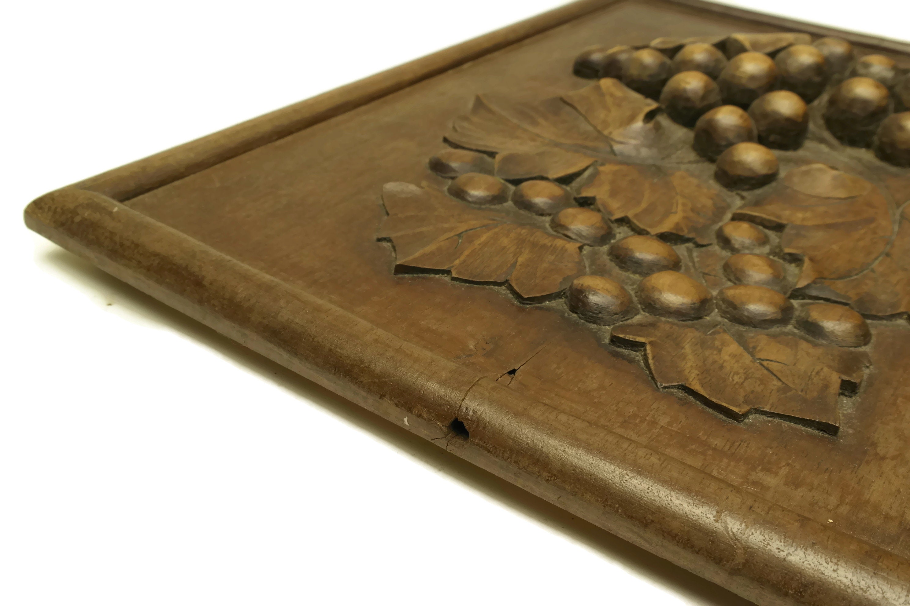 Grape Vine Carved Wood Panel. French Antique Bar & Wine Cellar Decor