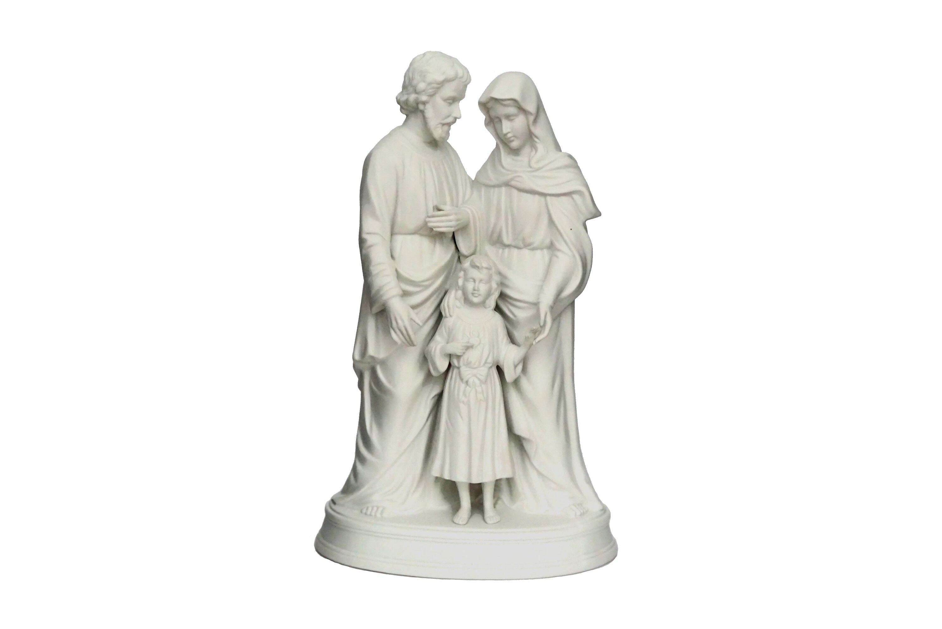 Holy Family Porcelain Statue with Child Jesus, Virgin Mary and Saint