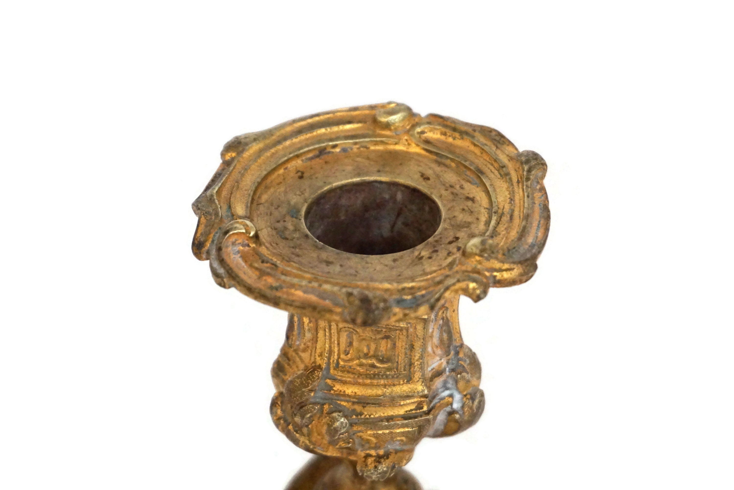 Antique French Bronze Candle Holder Pair, Louis XV Style Home Decor