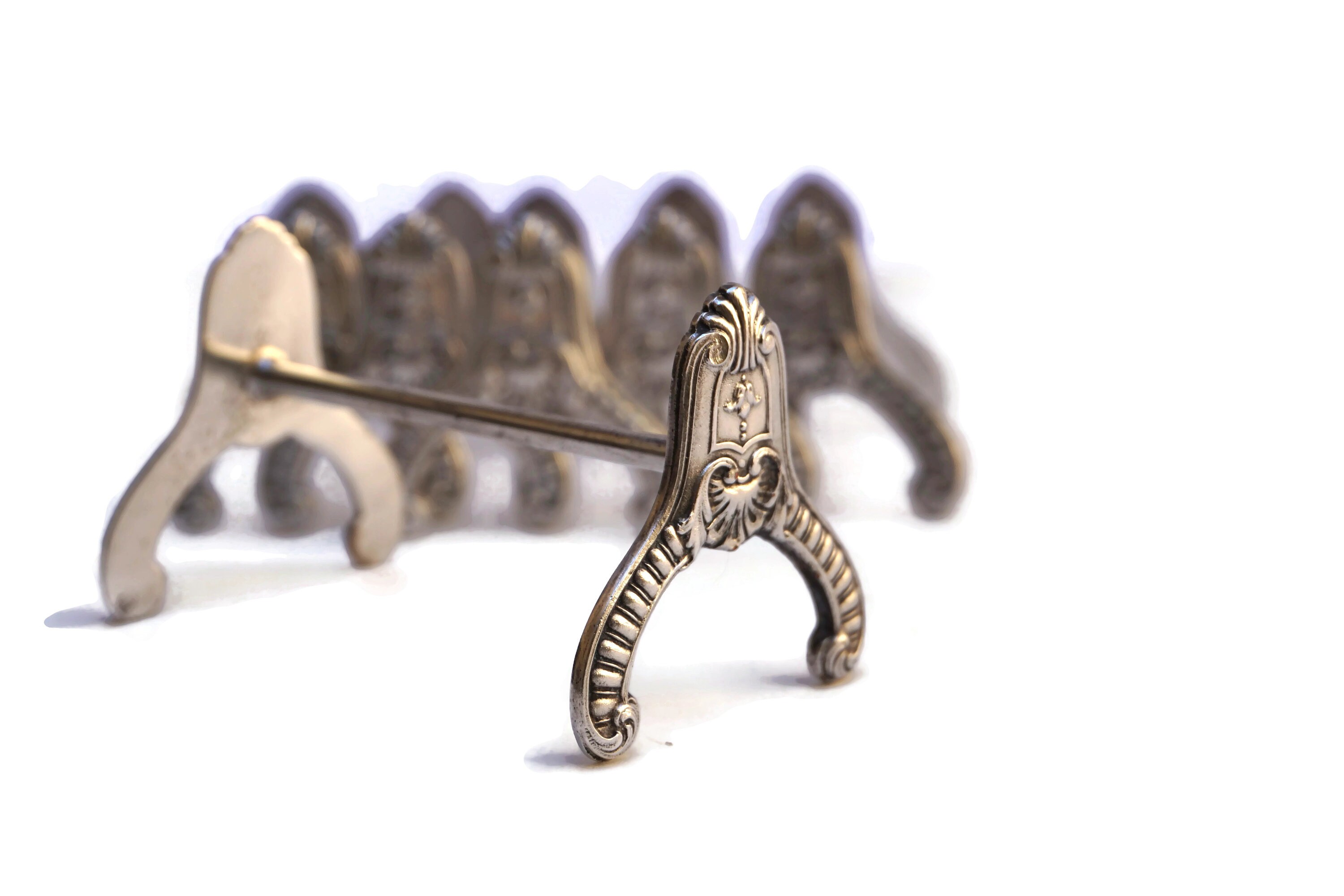 French Antique Boulenger Silver Knife Rests, 19th Century Silverware