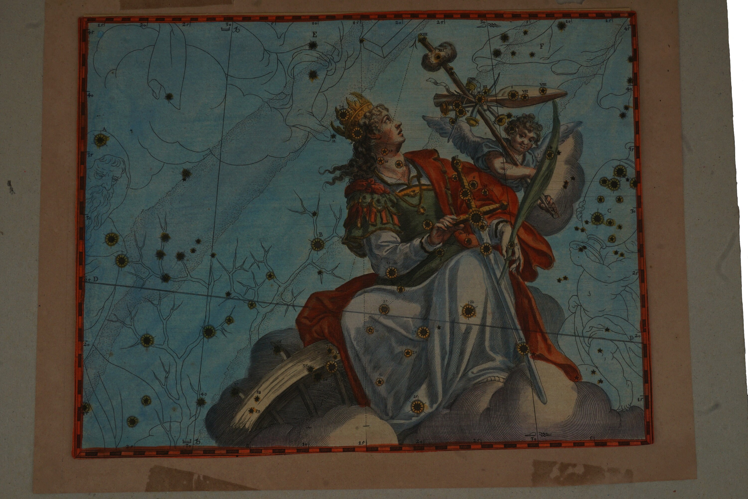 RESERVED for Sara. Antique Astronomy Chart Engraving by Julius Schiller