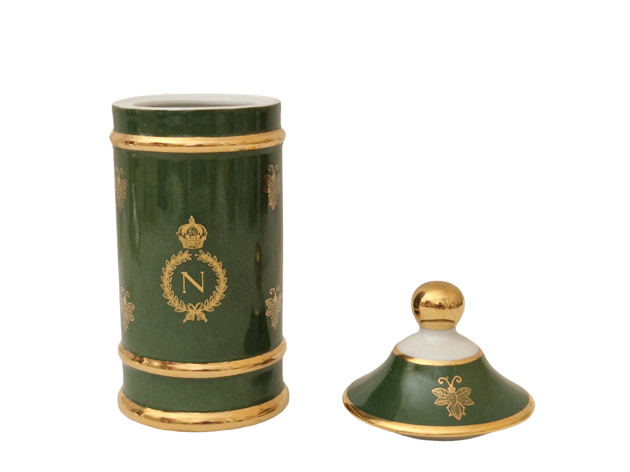RESERVED for Guillem. Limoges Porcelain Apothecary Jar with Napoleon