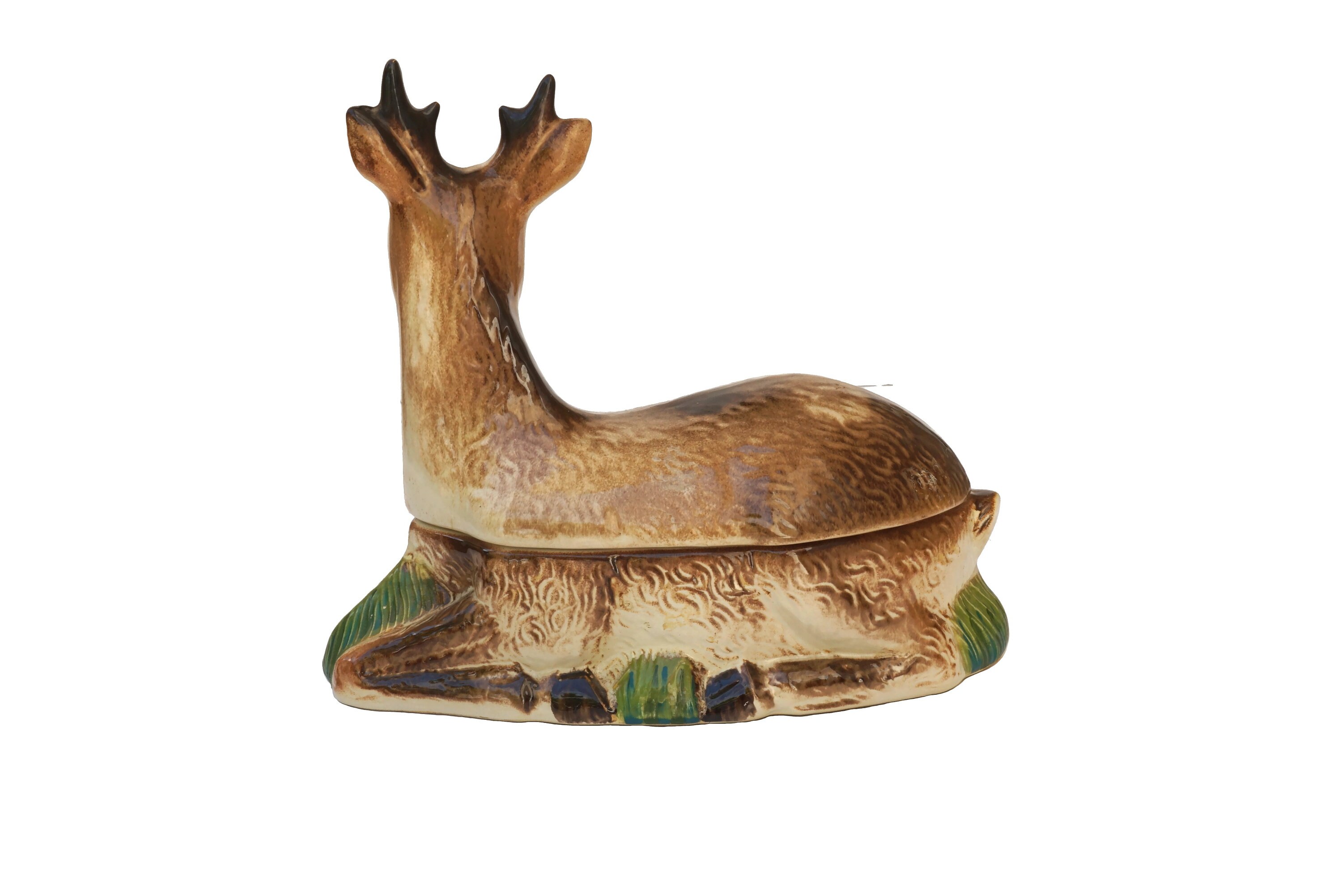 French Majolica Deer Tureen, Woodland Kitchen Terrine and Christmas