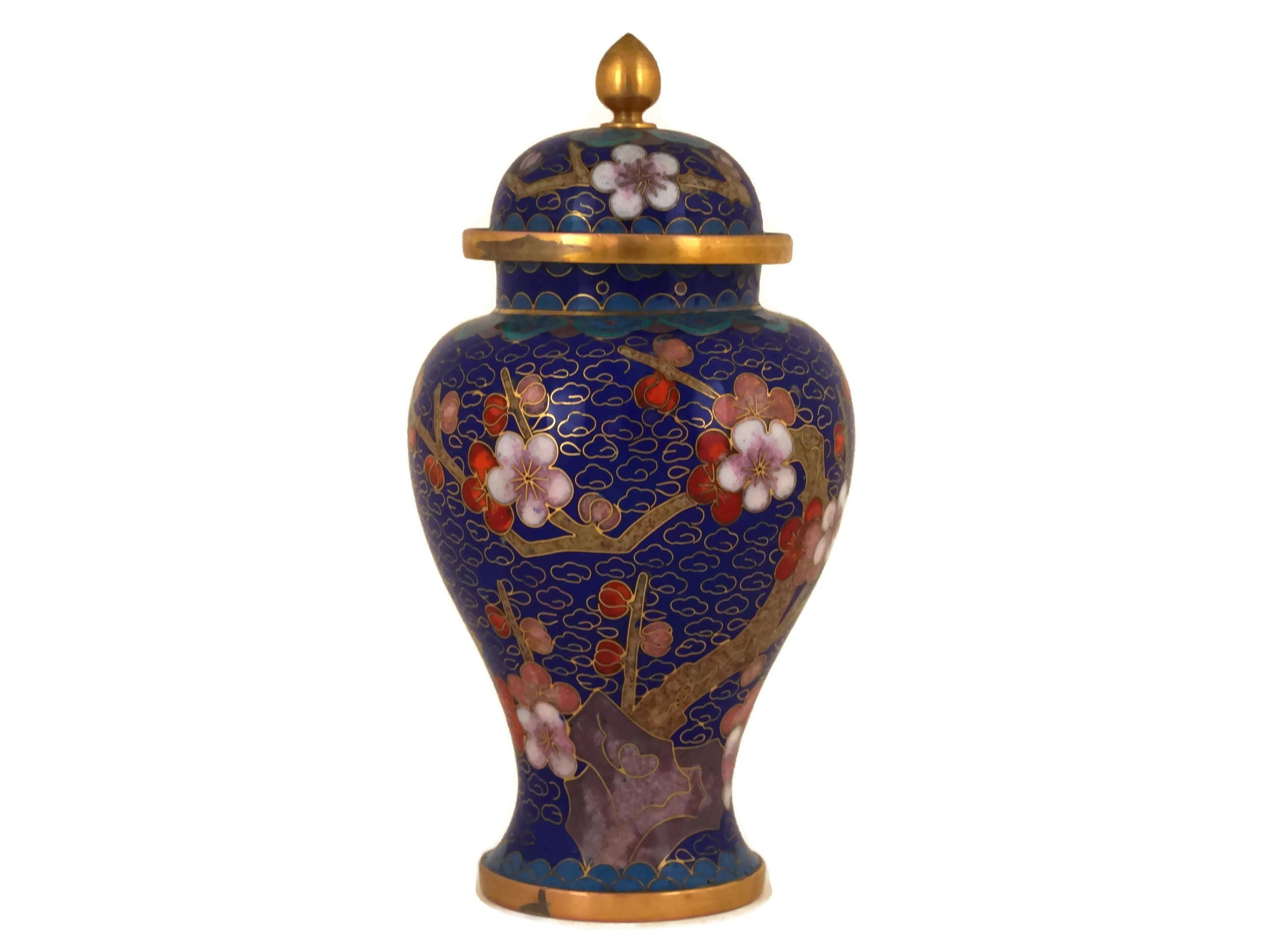 Vintage Cloisonne Vase with Lid