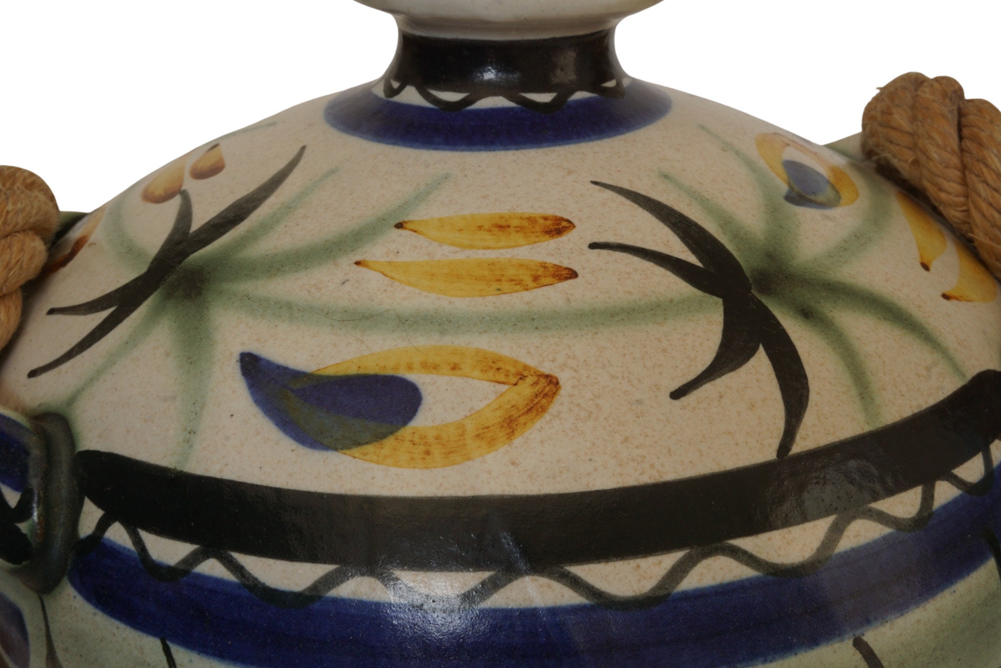 Keraluc Quimper Pottery Vinegar Jug with Hand Painted Advertising for