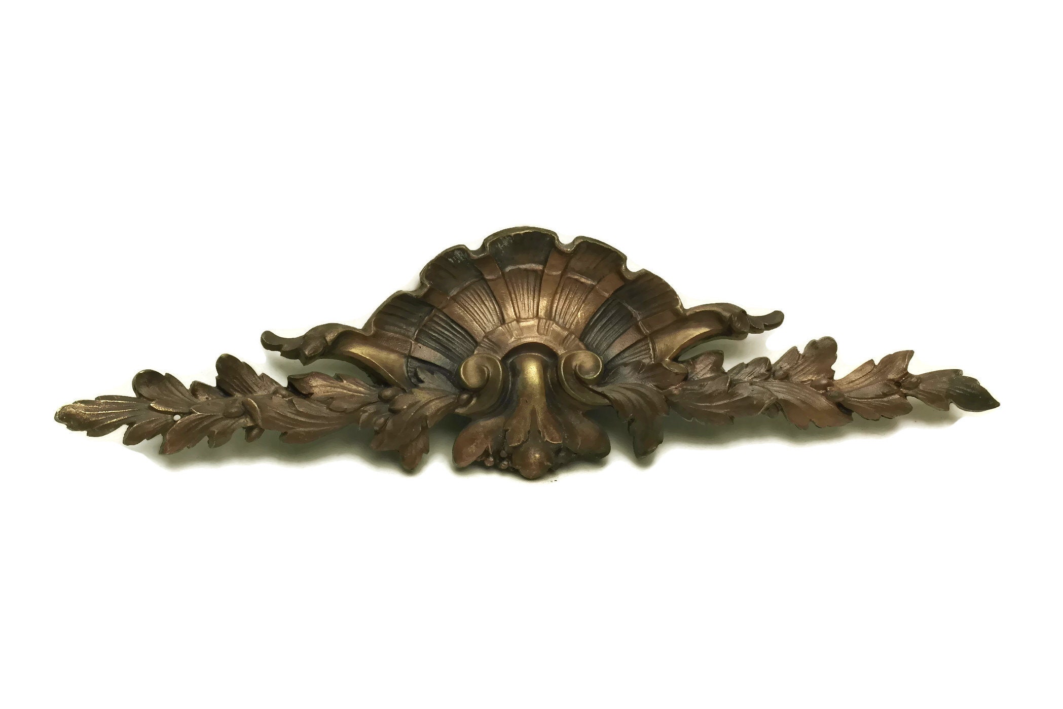 Antique Bronze Furniture Ornament. French Wall Pediment. 19th Century