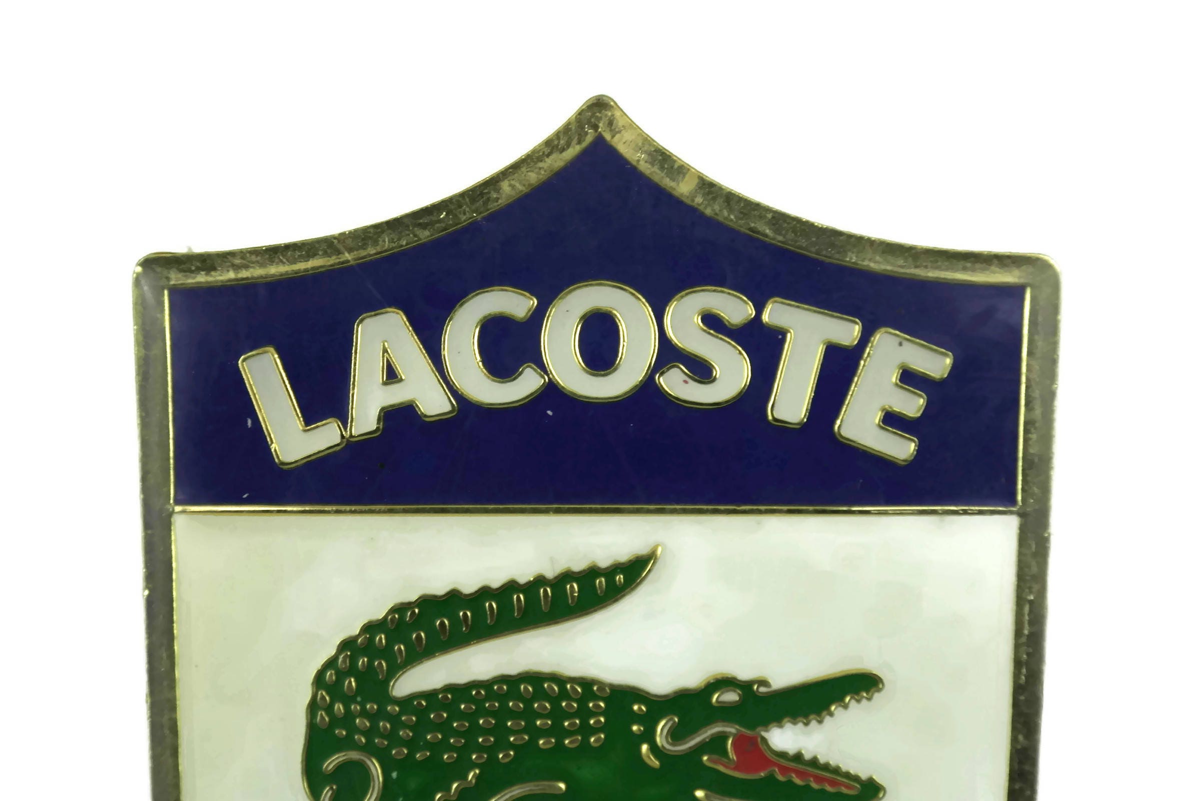 Vintage Lacoste Advertising Badge with Crocodile. French Blue, White ...