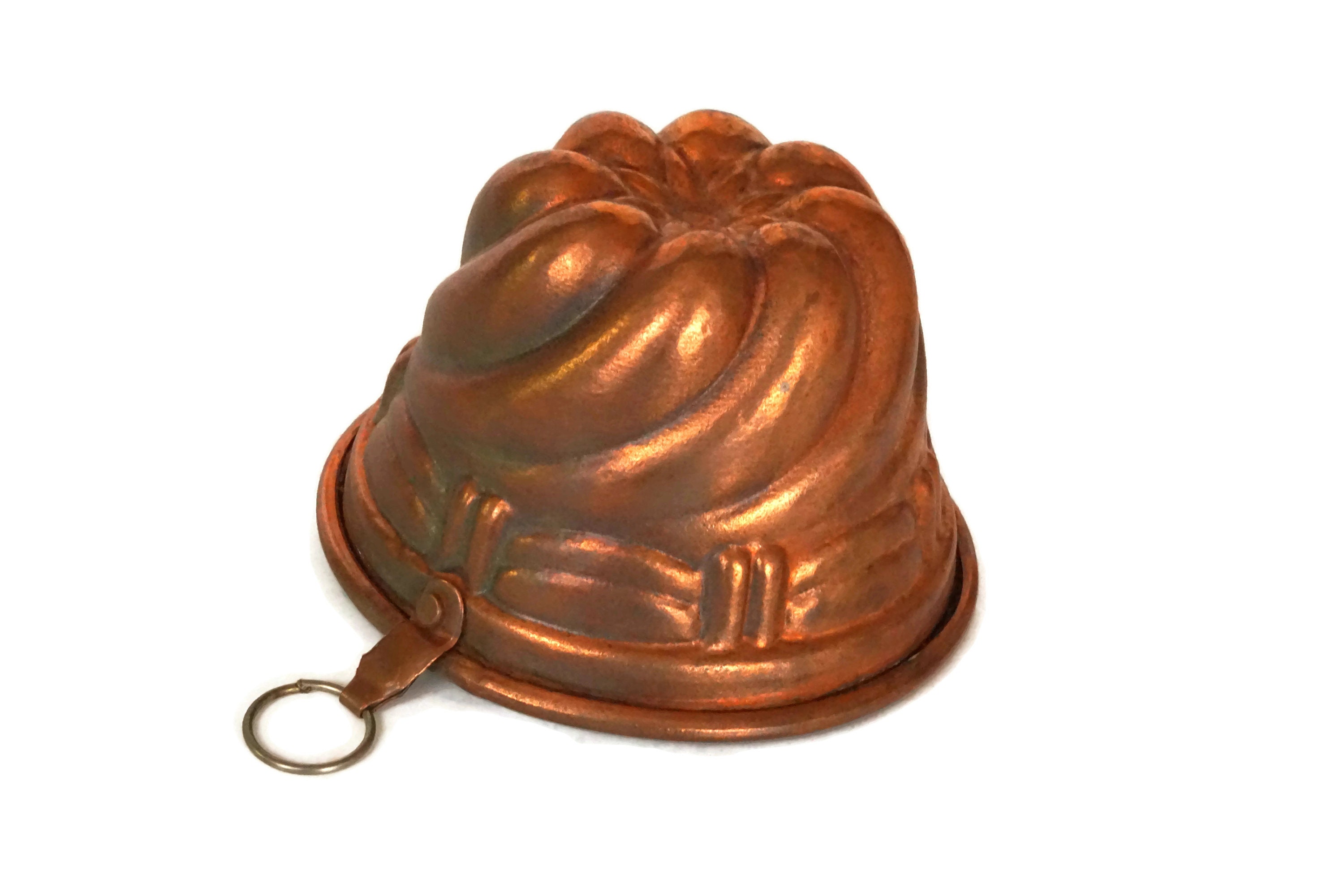 French Copper Jello Mold, Rustic Kitchen Wall Decor