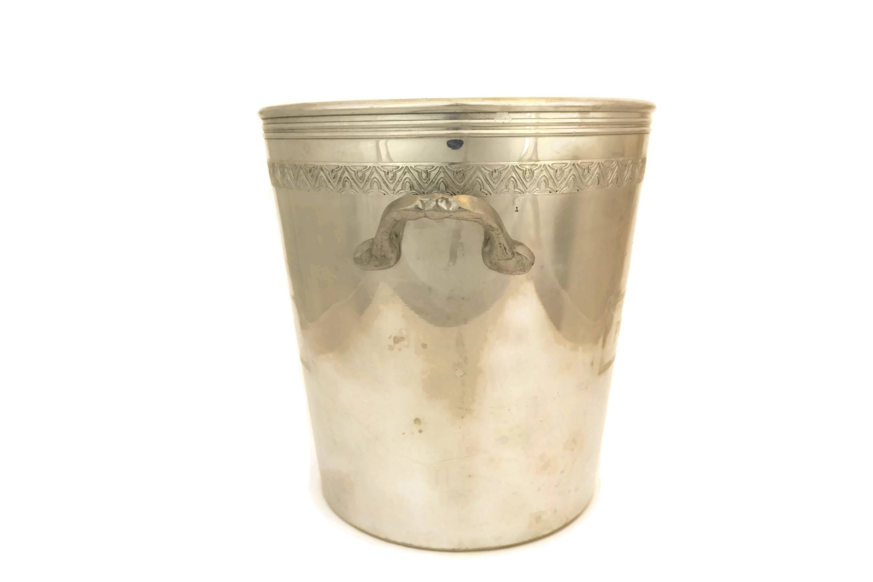 Vintage French Pommery Champagne Bucket. Silver Metal Ice Bucket. New Years Party Decor.