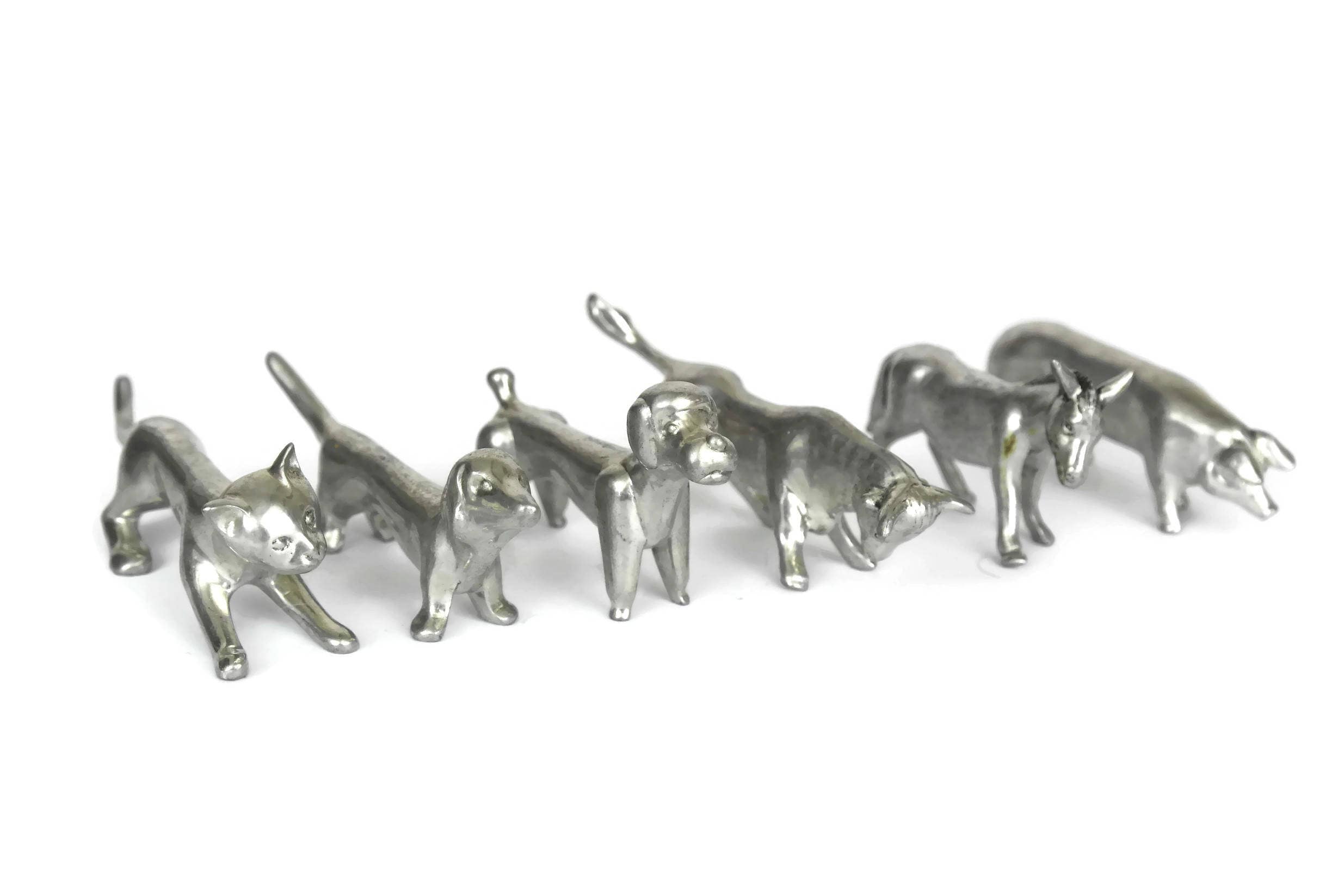 Pewter Animal Figurine Knife Rests, Set of 6 Cutlery Holders