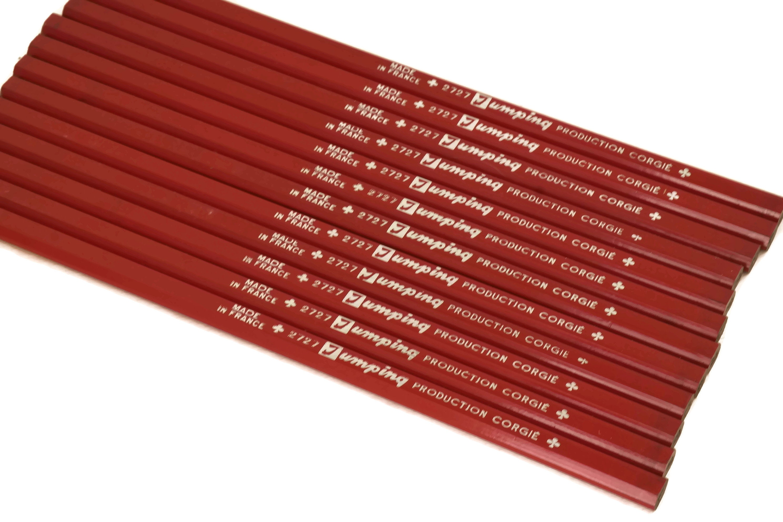 Vintage Carpenter Pencils. Set of 12 French Graphite Wooden Pencils. Stone Cutter Accessories