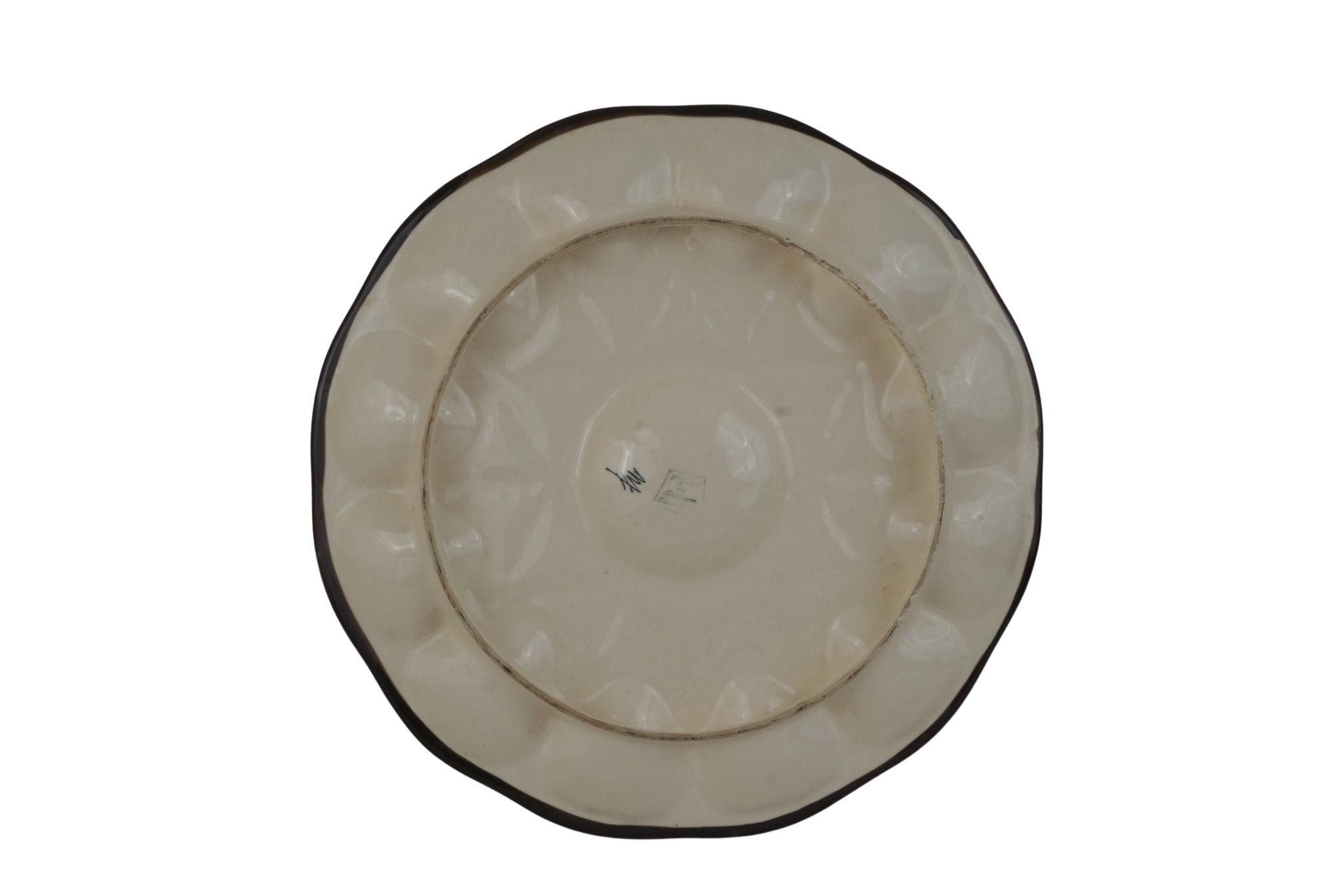 Large Ceramic Oyster Serving Platter, Hand Painted French Breton