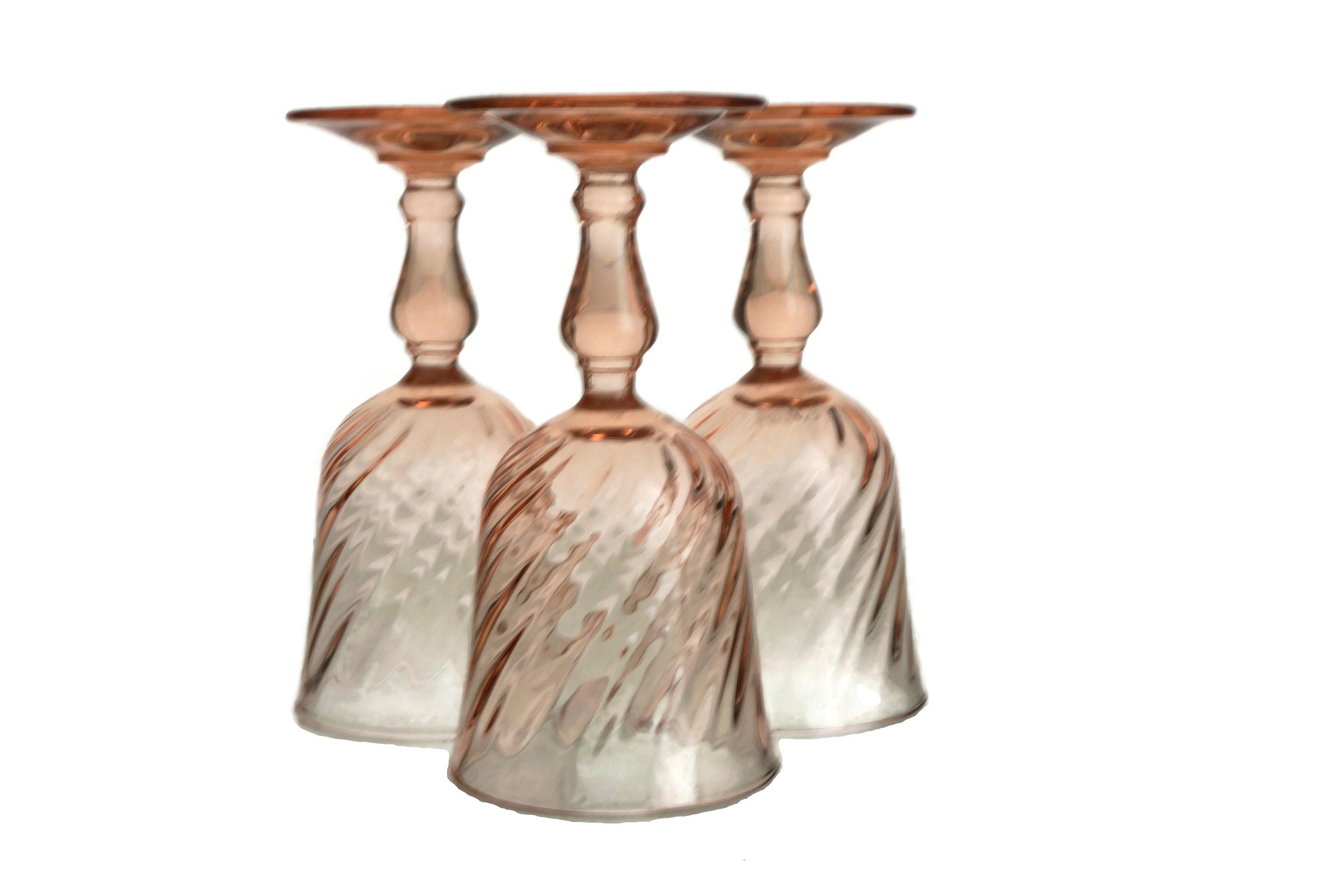 French Pink Sherry Glass Set of 6, Vintage Liqueur Glassware and Bar Gifts