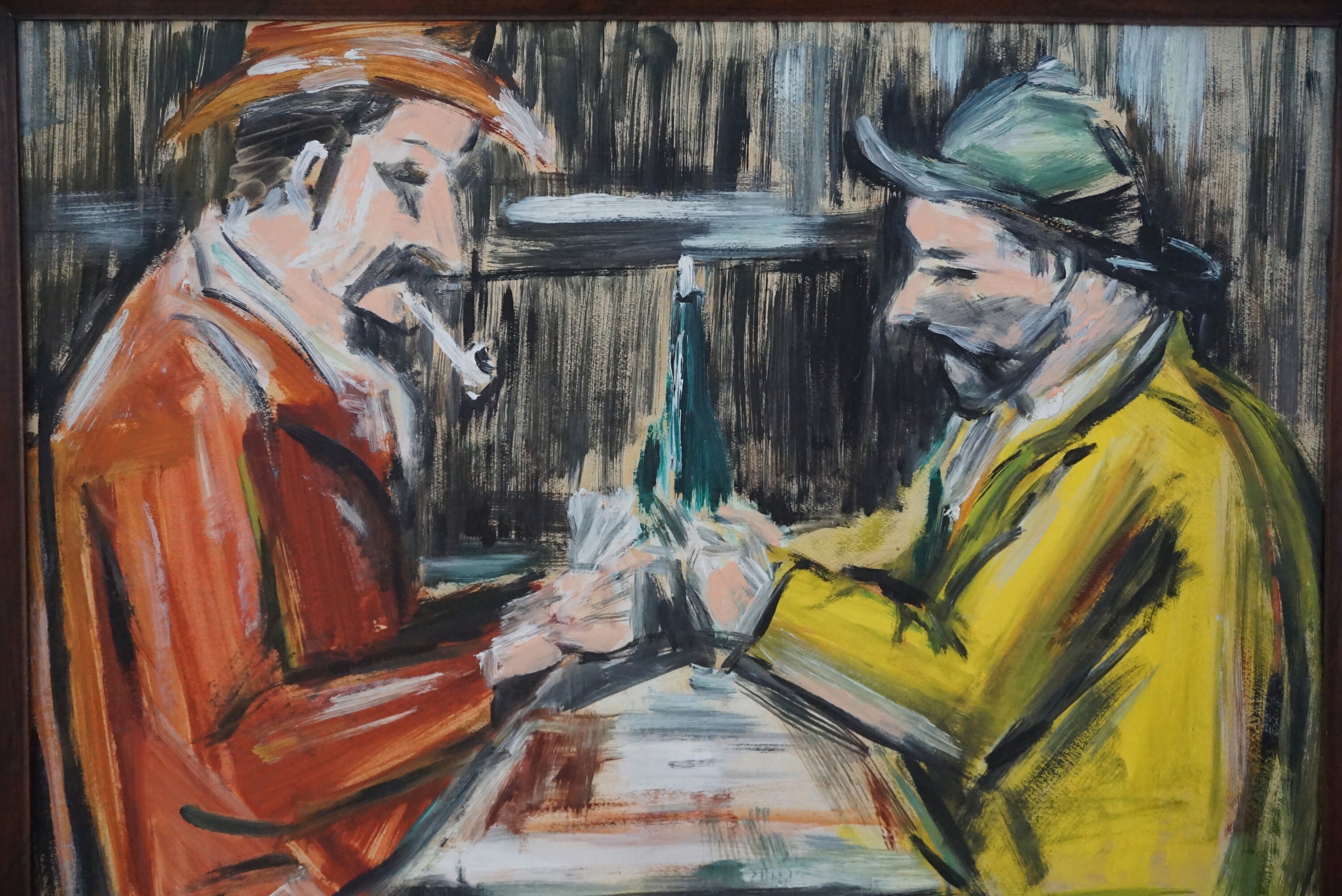Card Players Painting Mid Century French Men Portrait Art Inspired By 