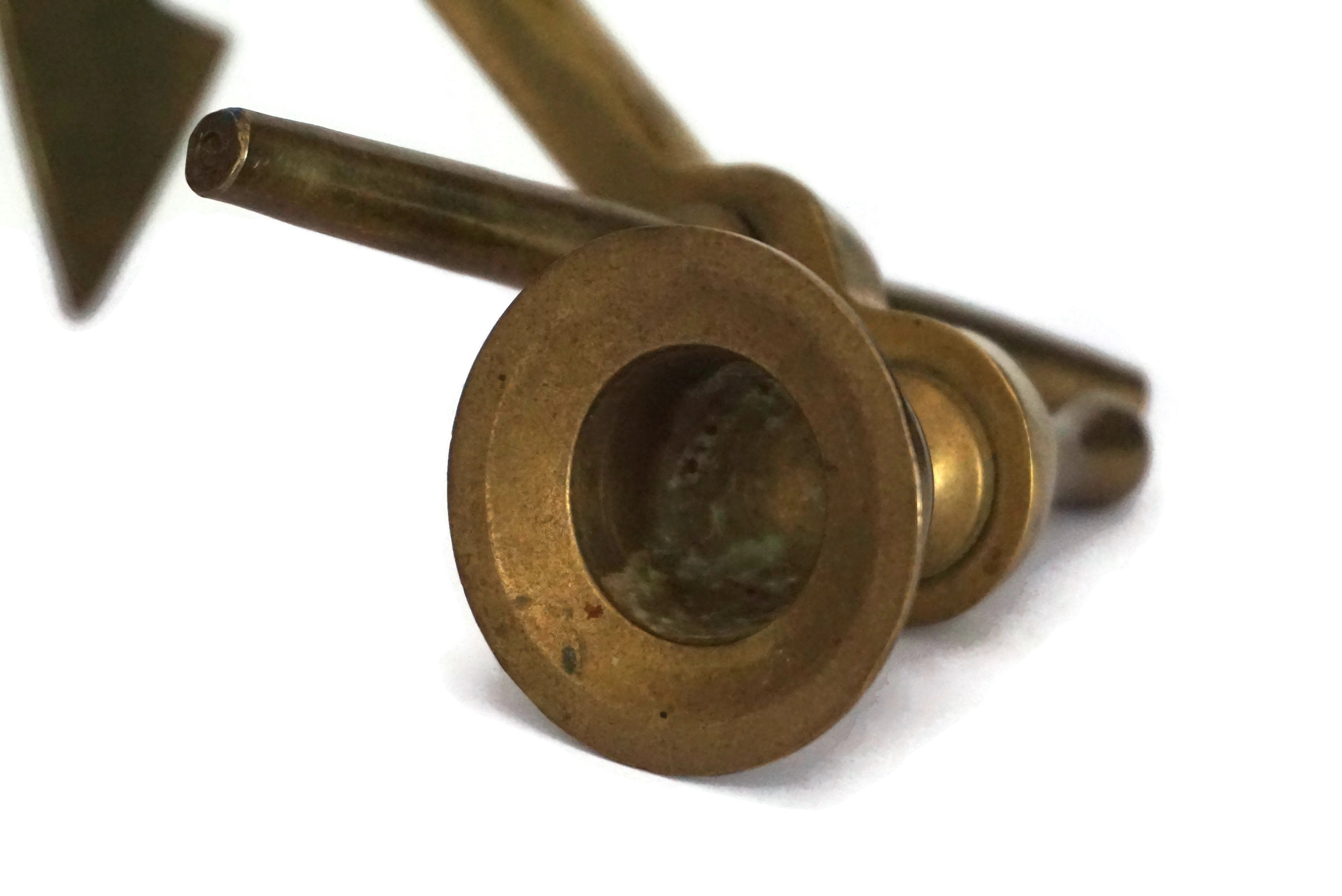 Brass Anchor Candle Holder Pair, Vintage Nautical and Coastal Home Decor