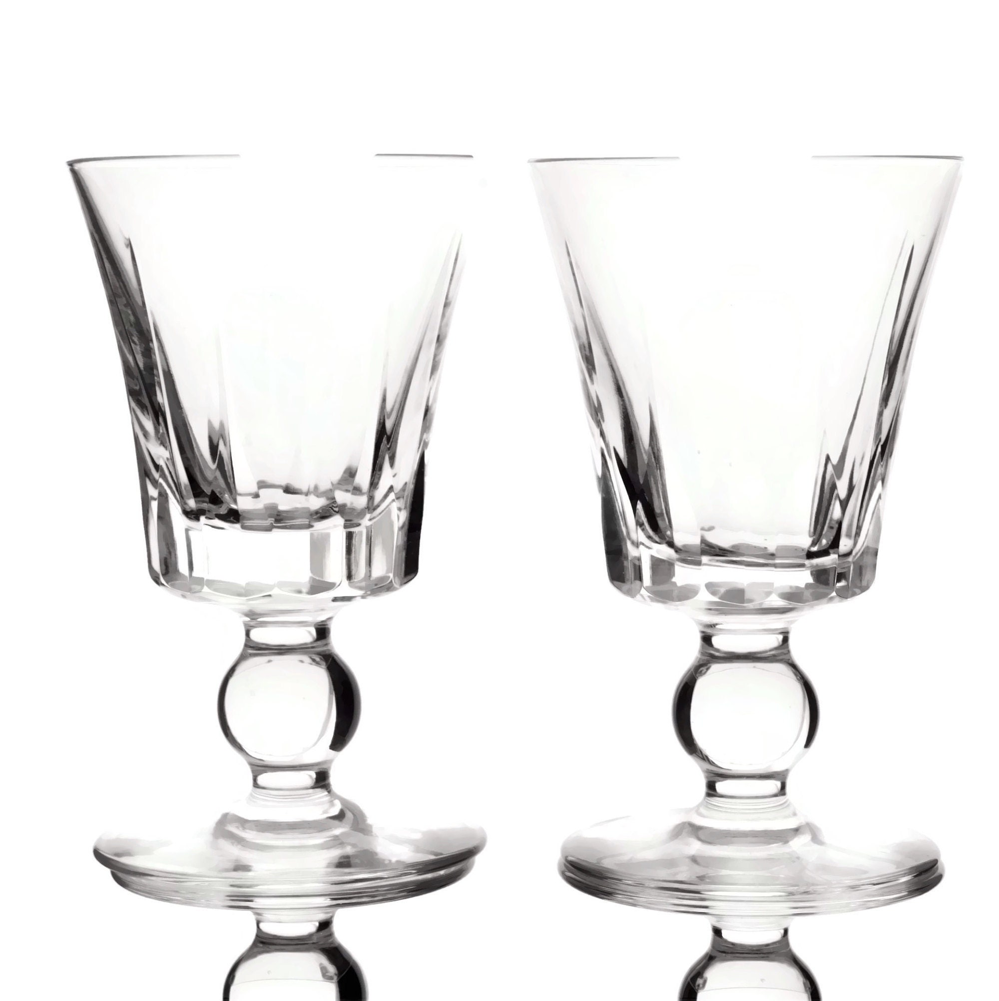 Sevres Crystal Wine Glasses, Set of 6 Vintage French Liqueur Stemware