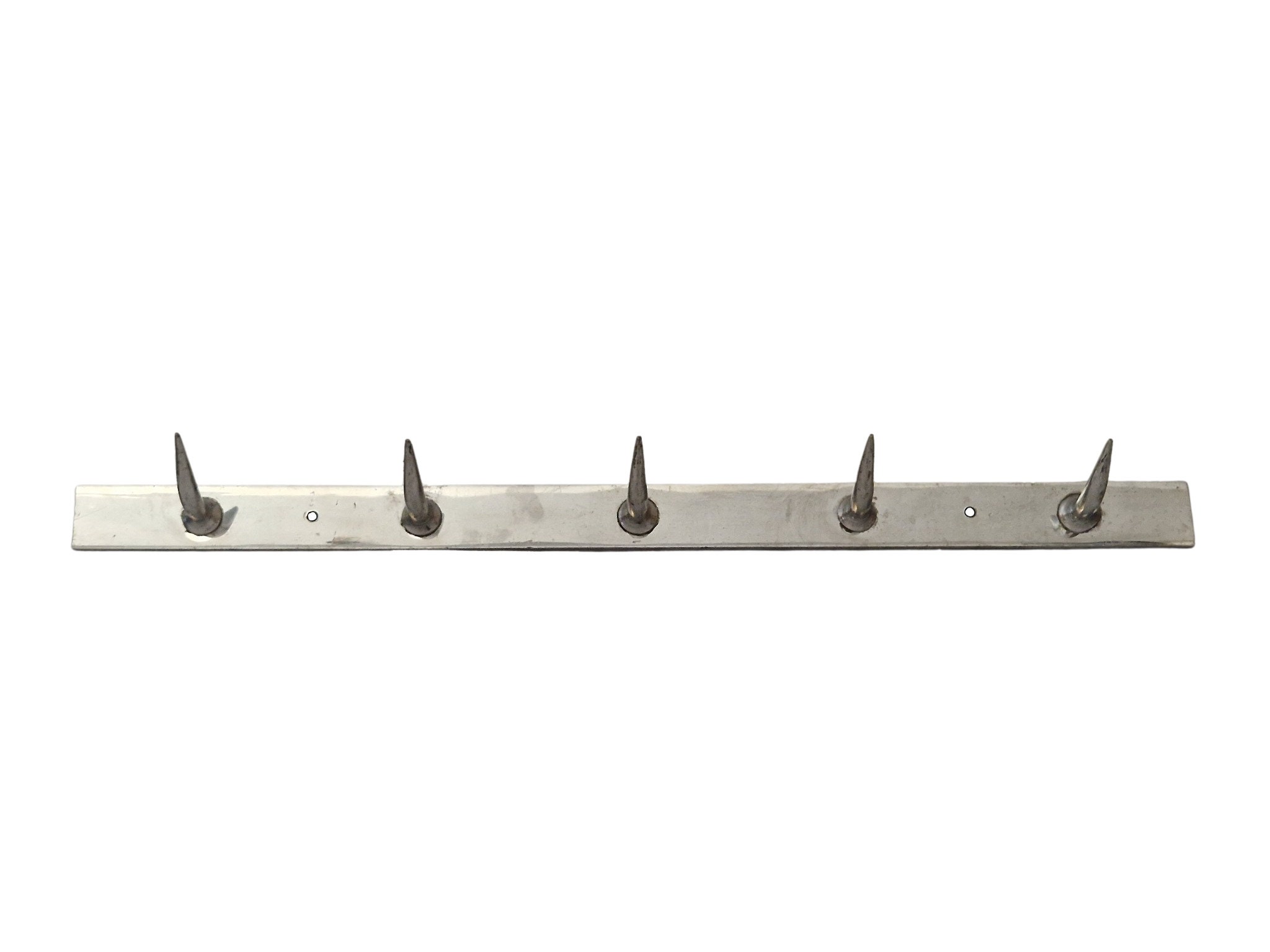 French Butcher Meat Hook Rack, Steel Wolf Teeth Pegs Rail, Industrial Decor