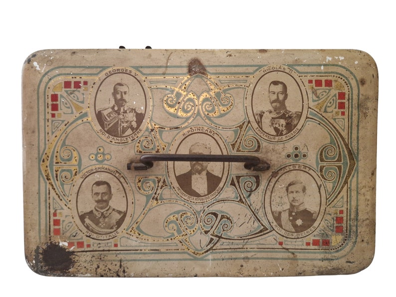 Antique WW1 Souvenir Tin Box With Allied Leaders Portraits Etsy