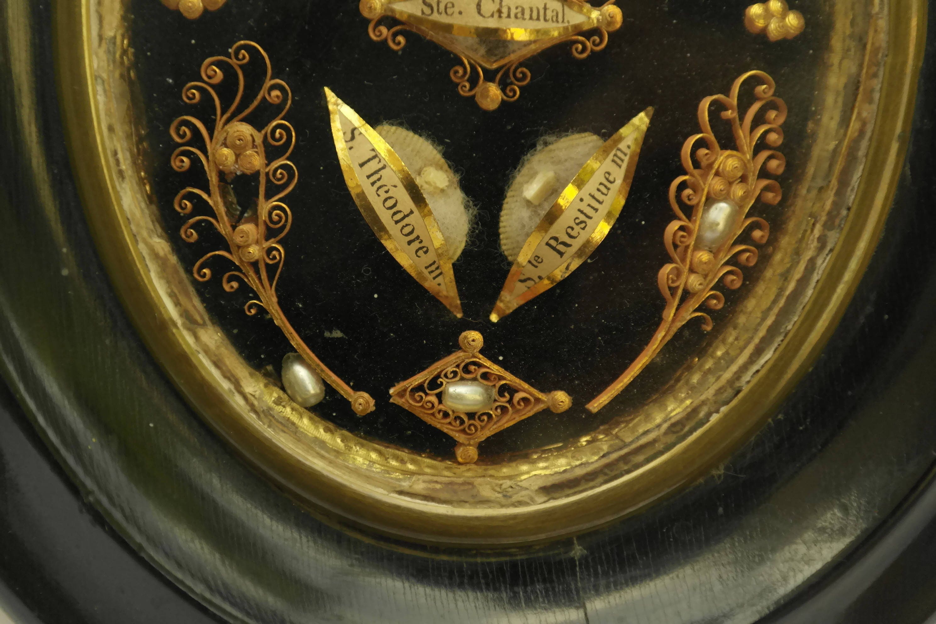 Antique Reliquary with Saints Relics and Paperolles.