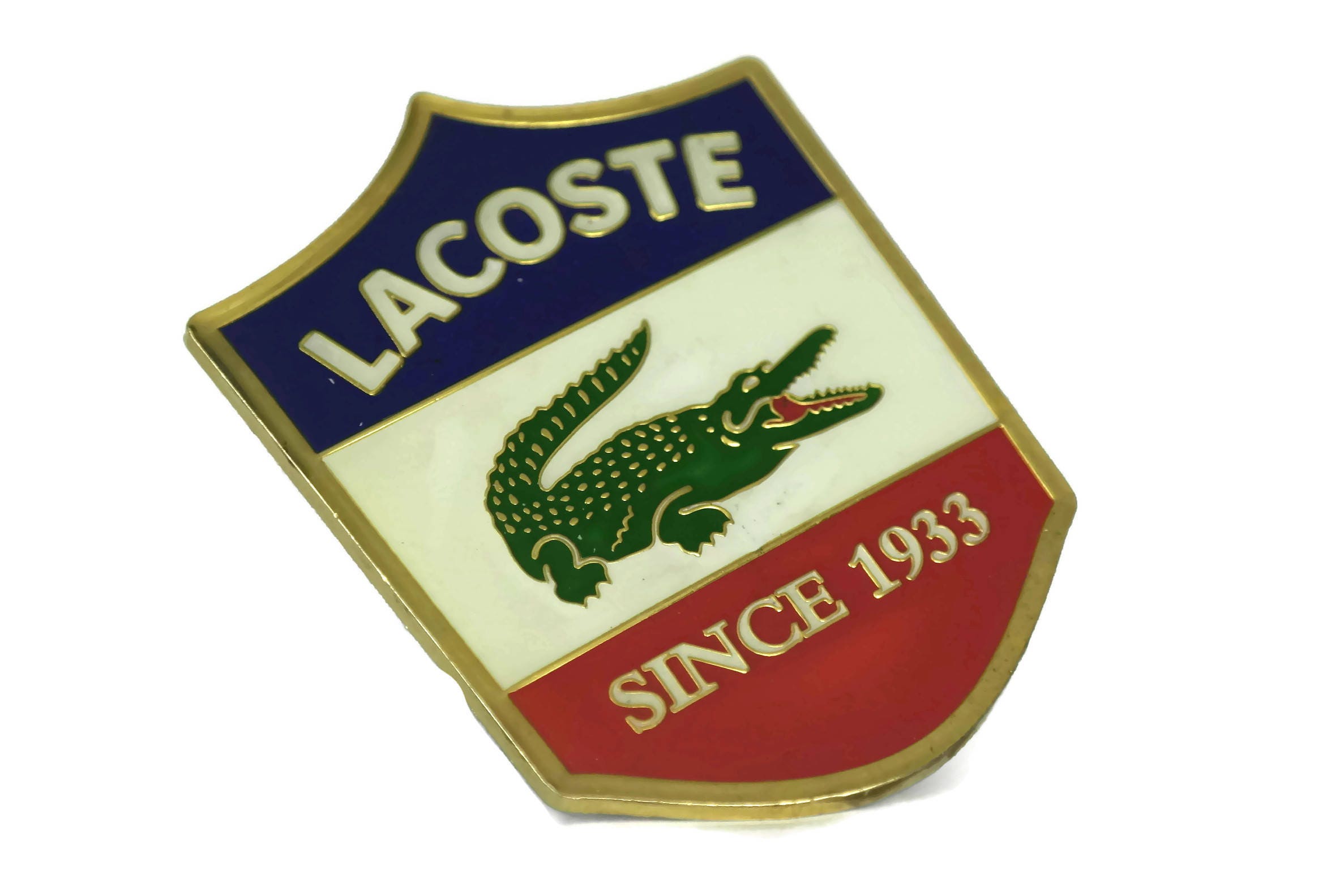 Vintage Lacoste Advertising Badge with Crocodile. French Blue, White ...