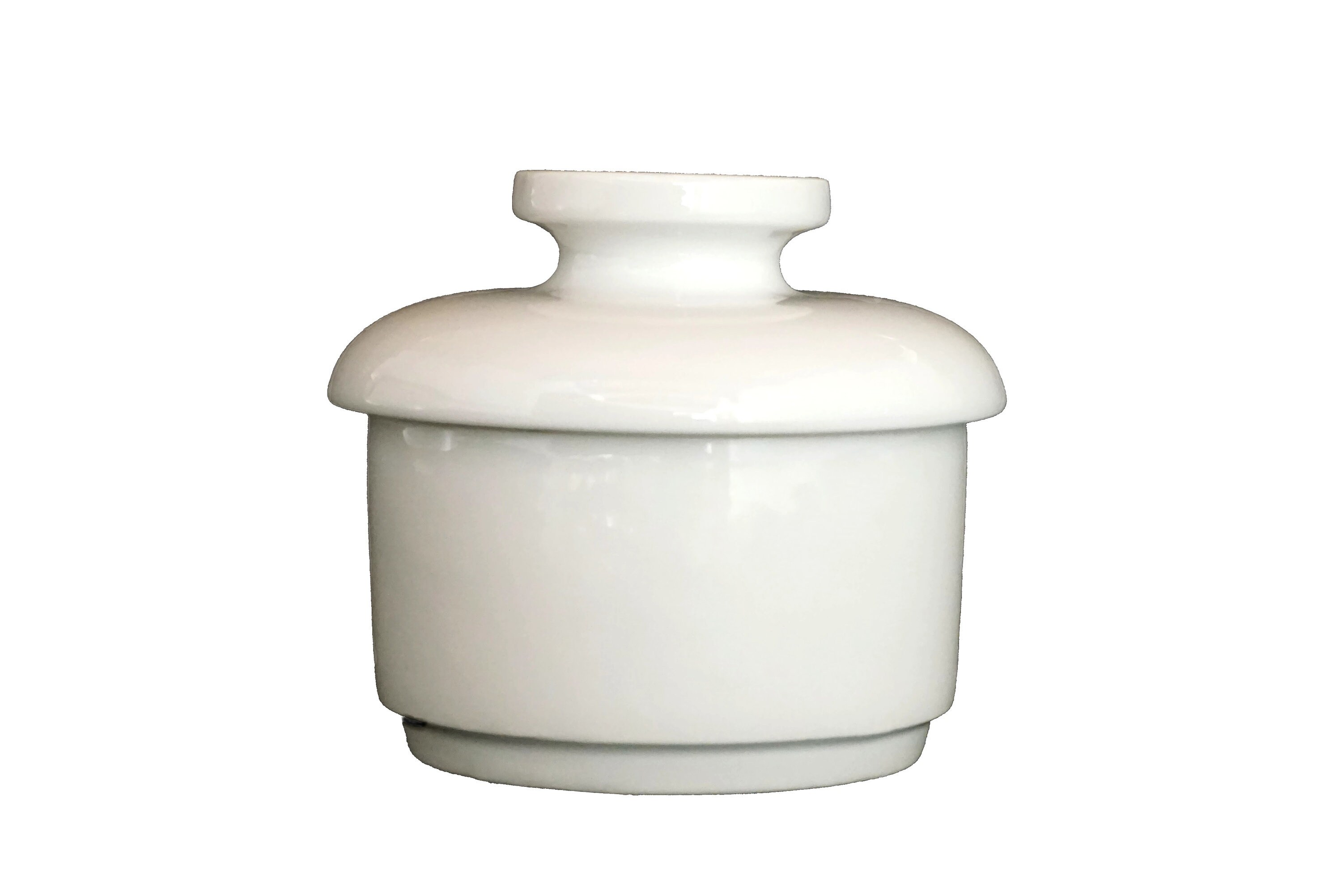 French Porcelain Butter Crock, Chiller Dish with Bell Lid