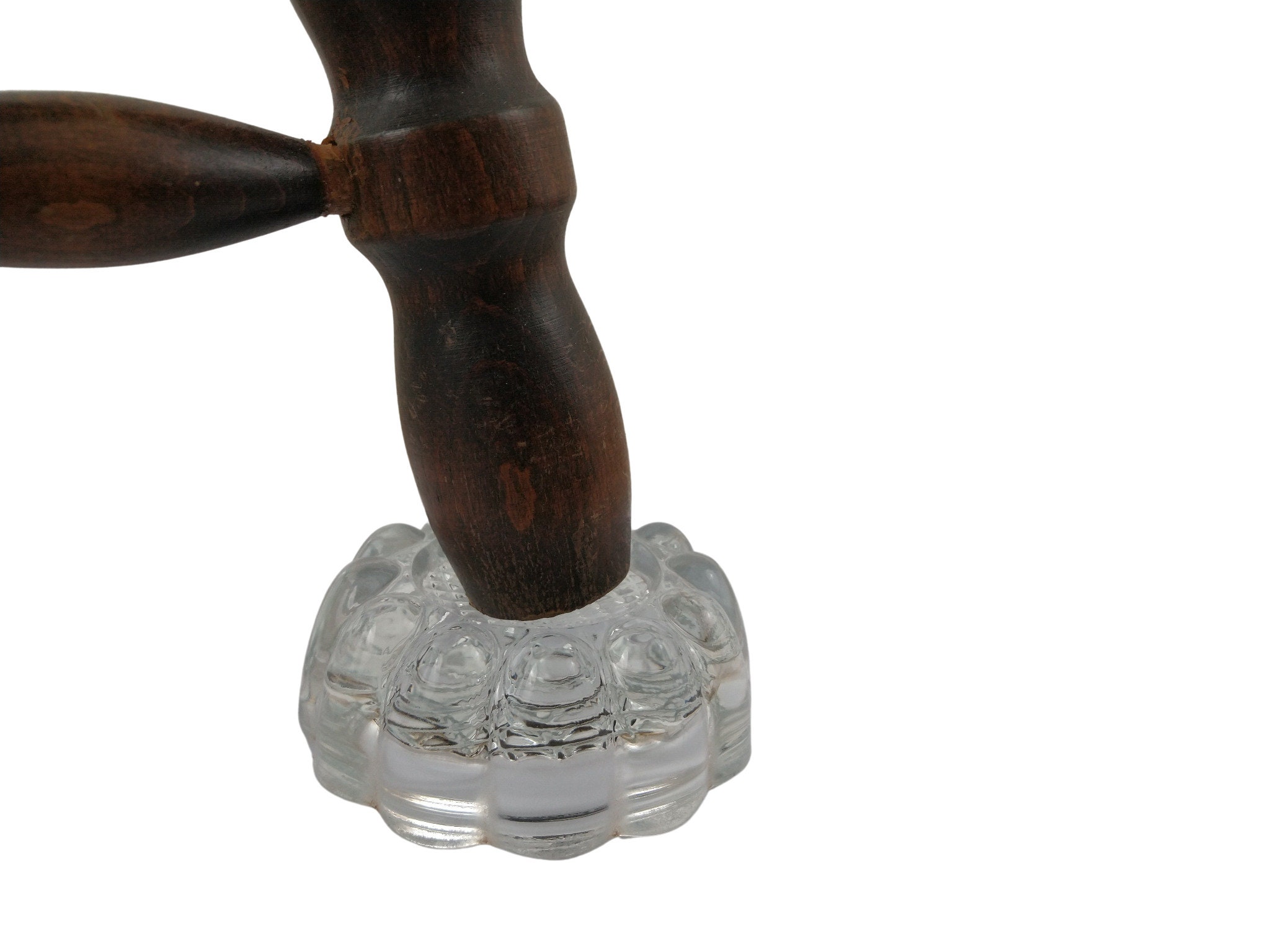 French Antique Glass Furniture Caster Cups, Set of 4 Table Leg Furniture Coasters