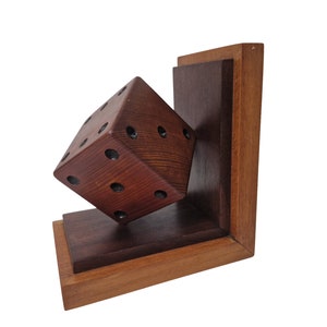 Art Deco Wooden Dice Bookends Pair, French Office and Desk Decor, Gift for Him image 8