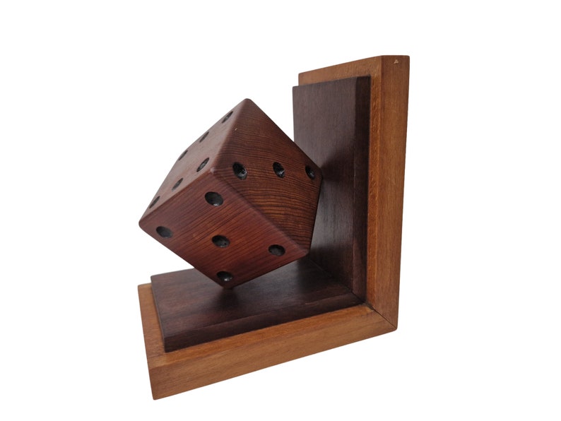 Art Deco Wooden Dice Bookends Pair, French Office and Desk Decor, Gift for Him image 8