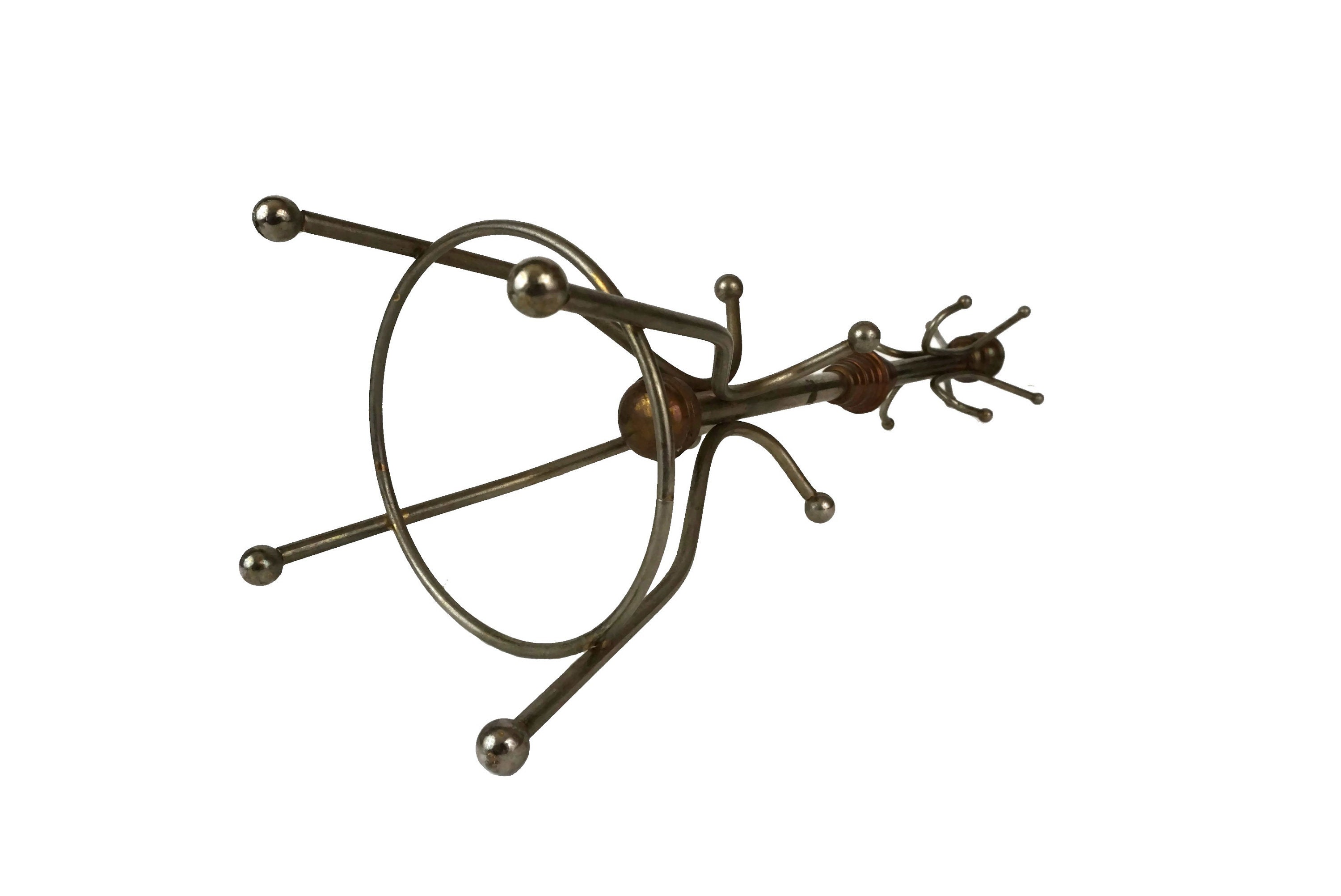 Vintage Miniature Metal Coat Rack, Jewelry Organizer Stand, Dollhouse