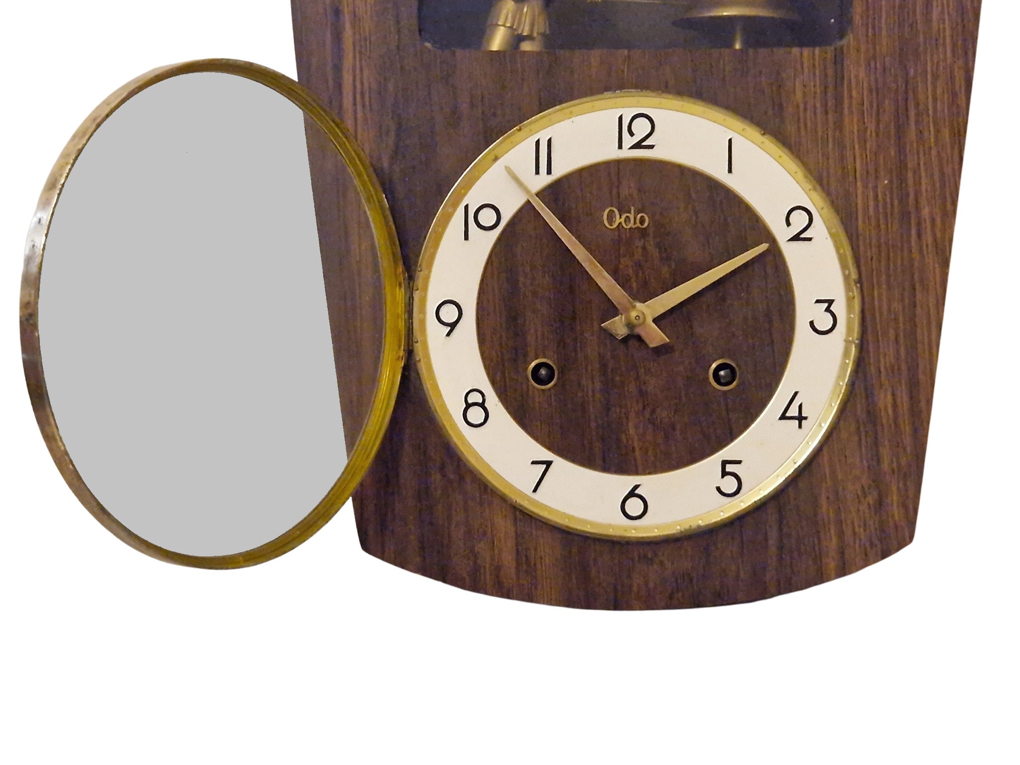French Odo Wall Clock with Jacquemart Bellstriker , Art Deco Wall Hanging