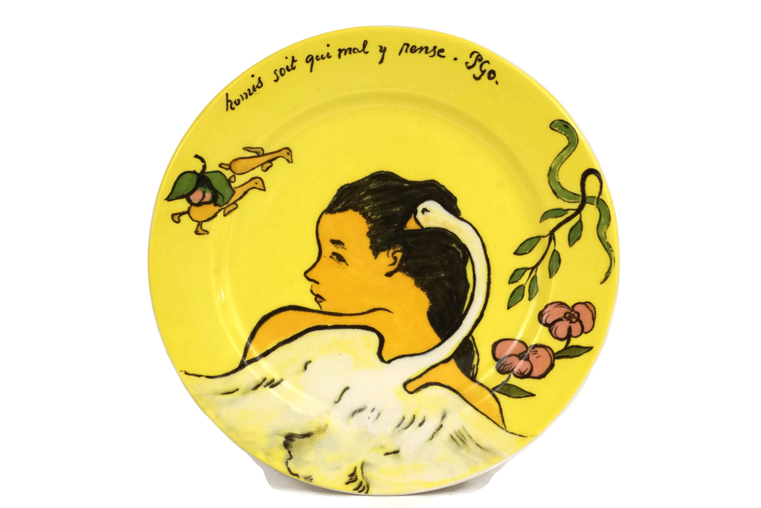Gauguin Leda and the Swan Coin Dish, Small Vintage Gien Porcelain Plate