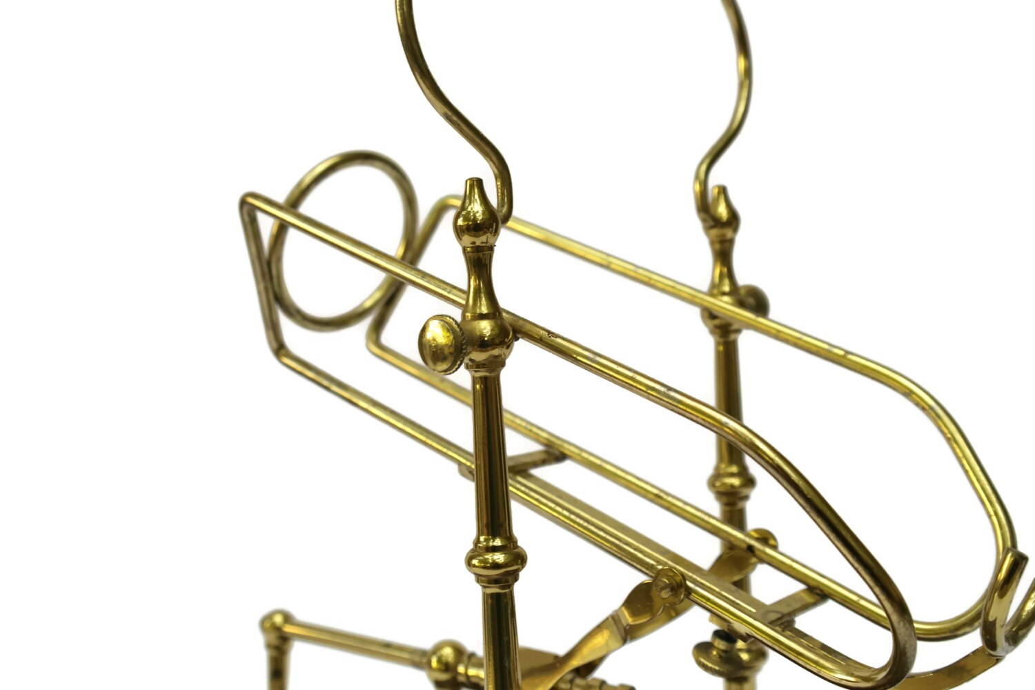 Wine Decanting Cradle. French Wine Pourer in Wood and Brass Stand. Wine