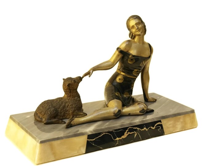 Art Deco Woman Statue. French Art Deco Figurine of Lady and Etsy