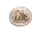 Antique French Boules Plate. French Petanque. French Faince Plate. Brown Transferware Plate.
