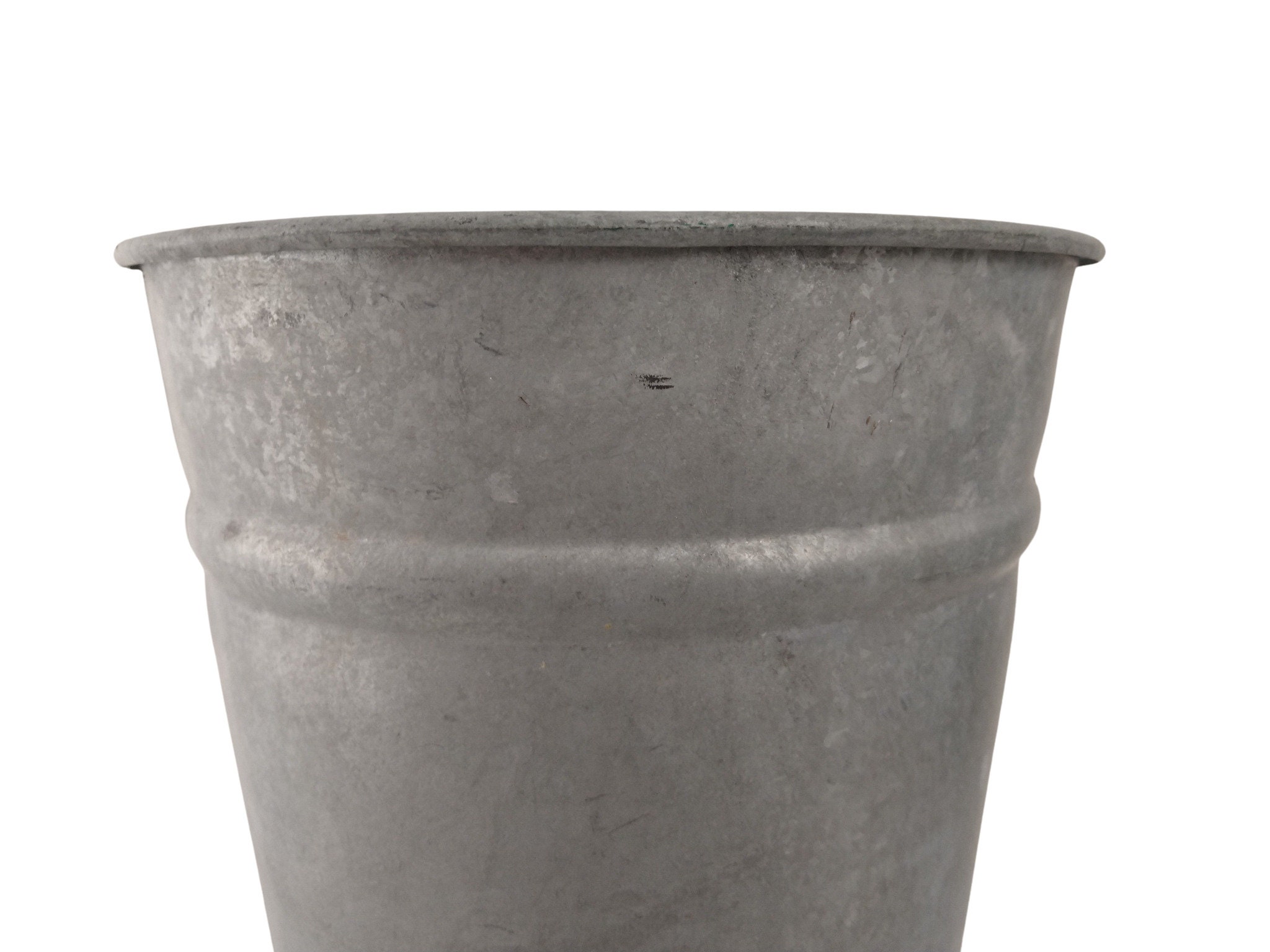 Vintage French Zinc Flower Bucket, Rustic Galvanized Florist Vase