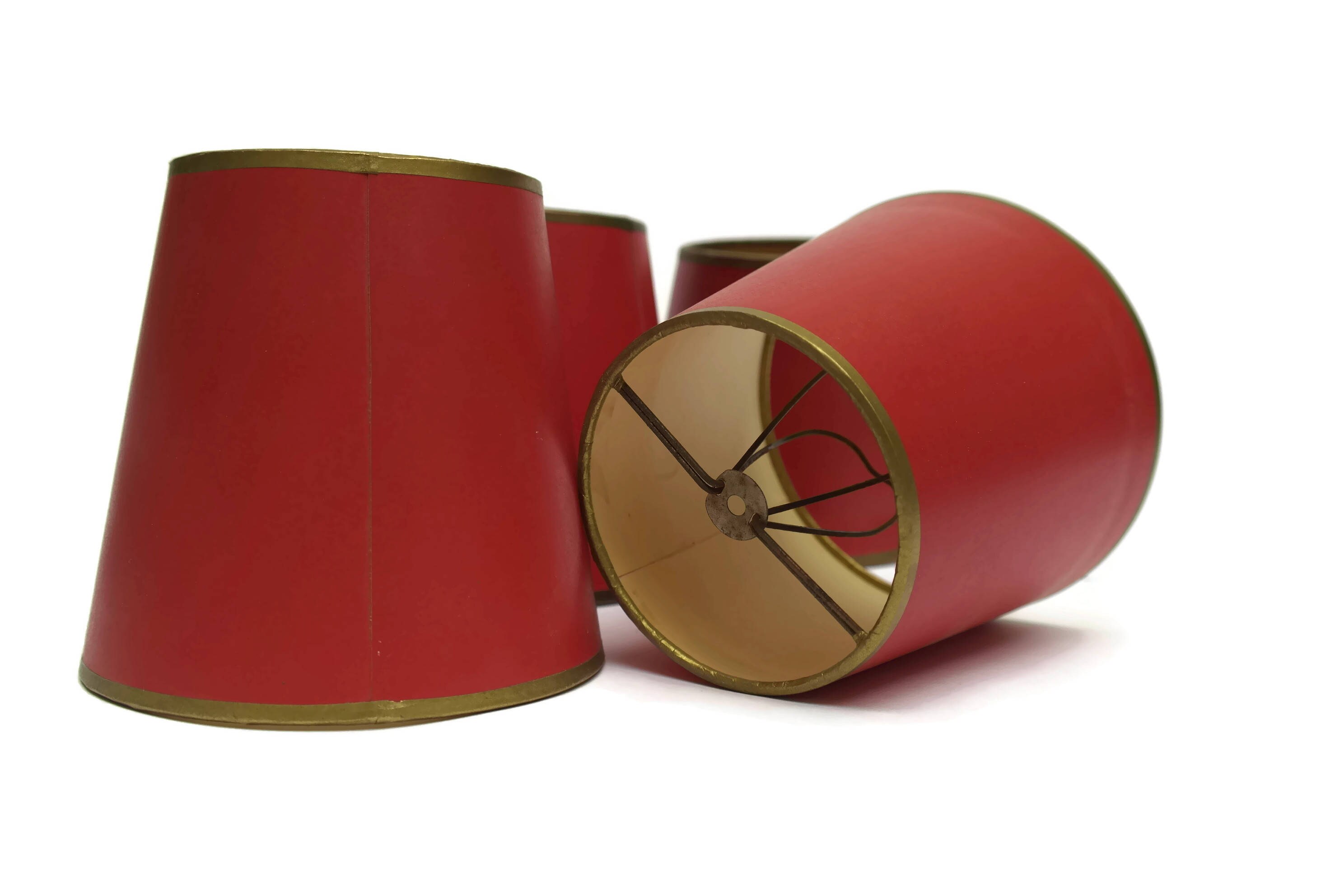 French Chandelier Red Lamp Shades. Set of 4 Wall Sconce Light Shades.