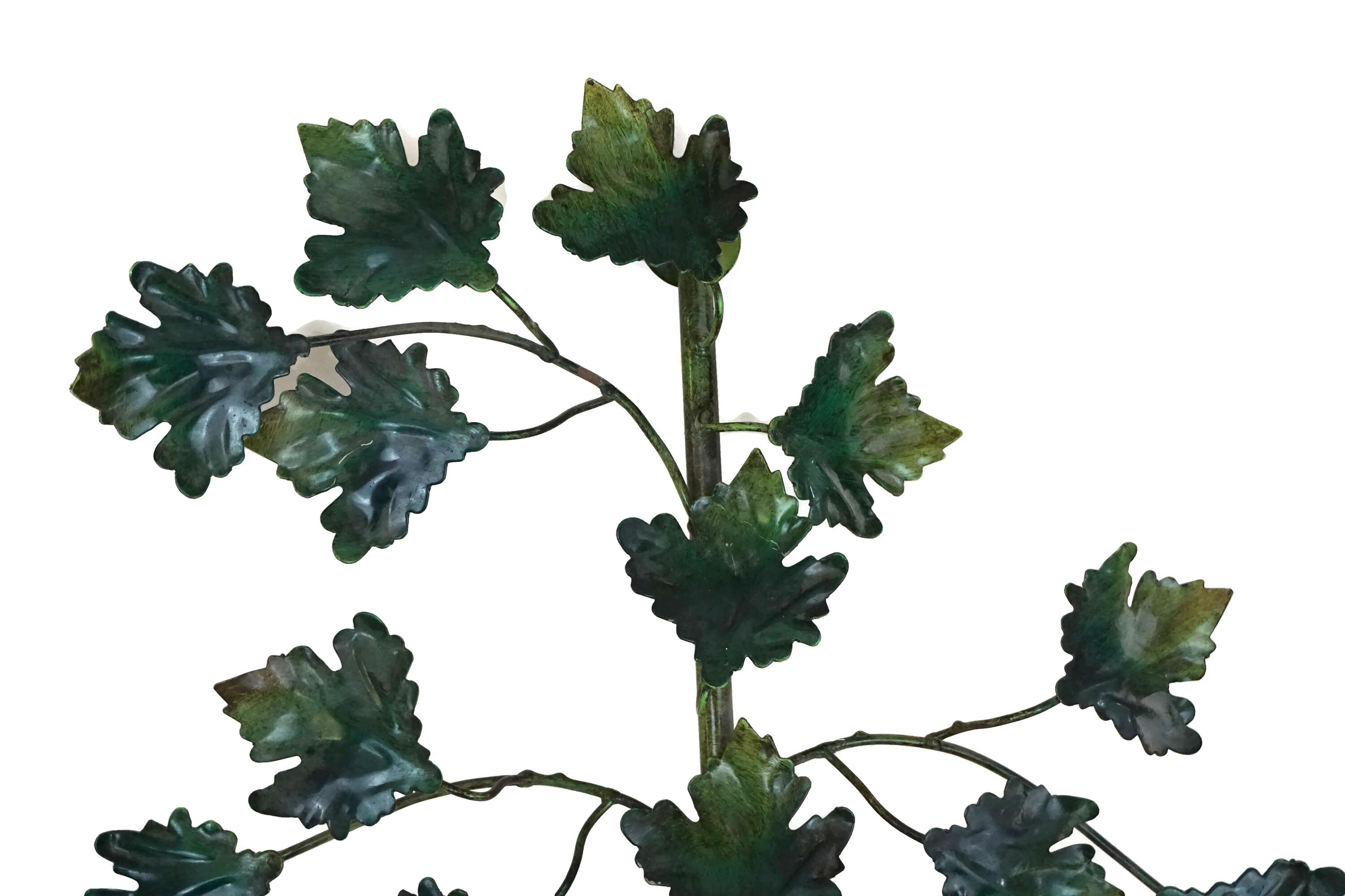 Tole Ivy Leaf Wall Sconce Light Fixtures, Vintage Toleware Candelabra