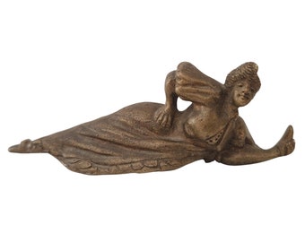 Antique Erotic Bronze Figurine of French Cancan Dancer La Goulue, Moulin Rouge Nude Woman Statuette