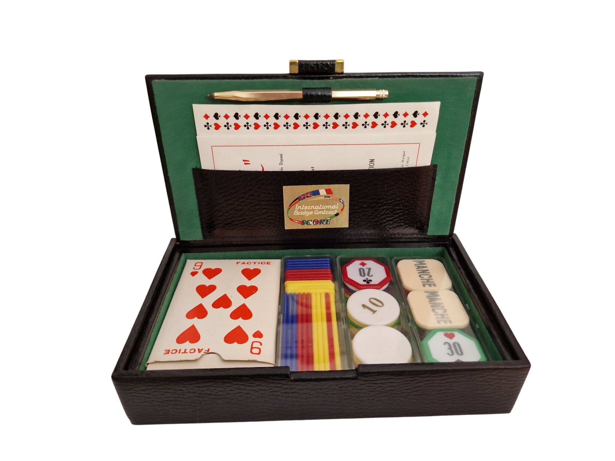 Le Tanneur Leather Playing Card Box with Contract Bridge Set and